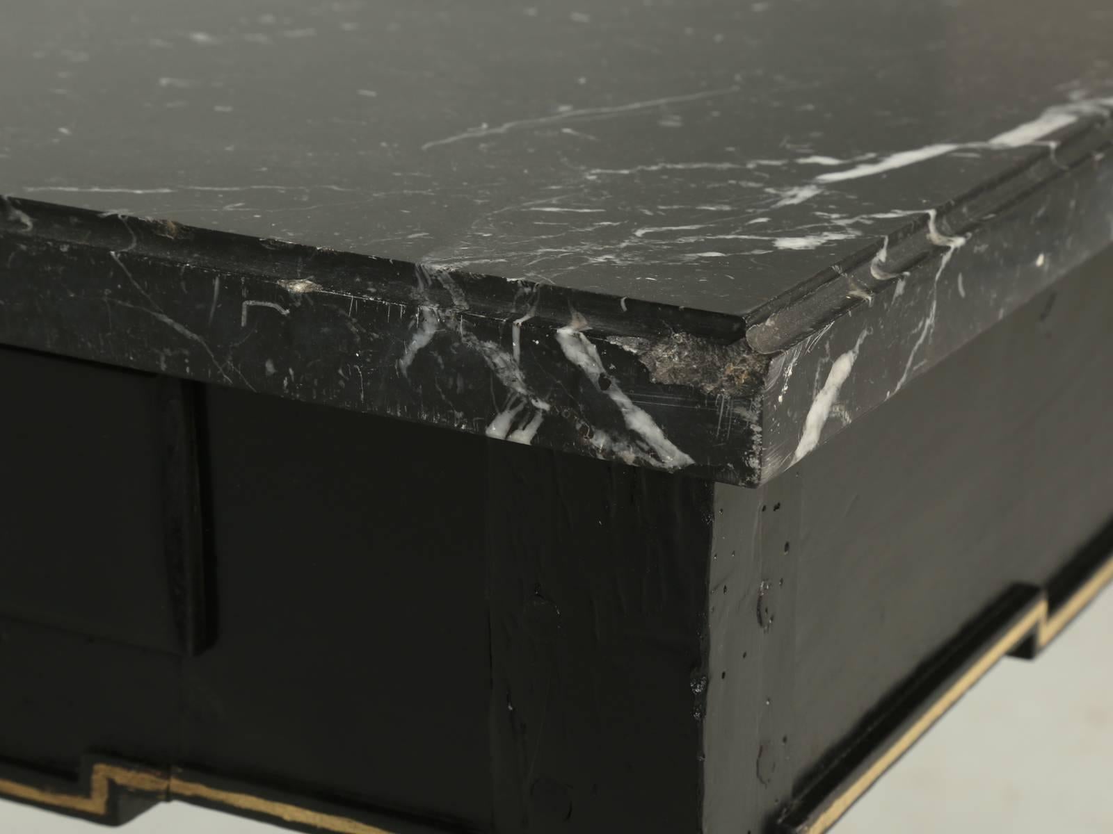 Antique French Louis XVI Side or End Table, Ebonized with a Marble Top 2