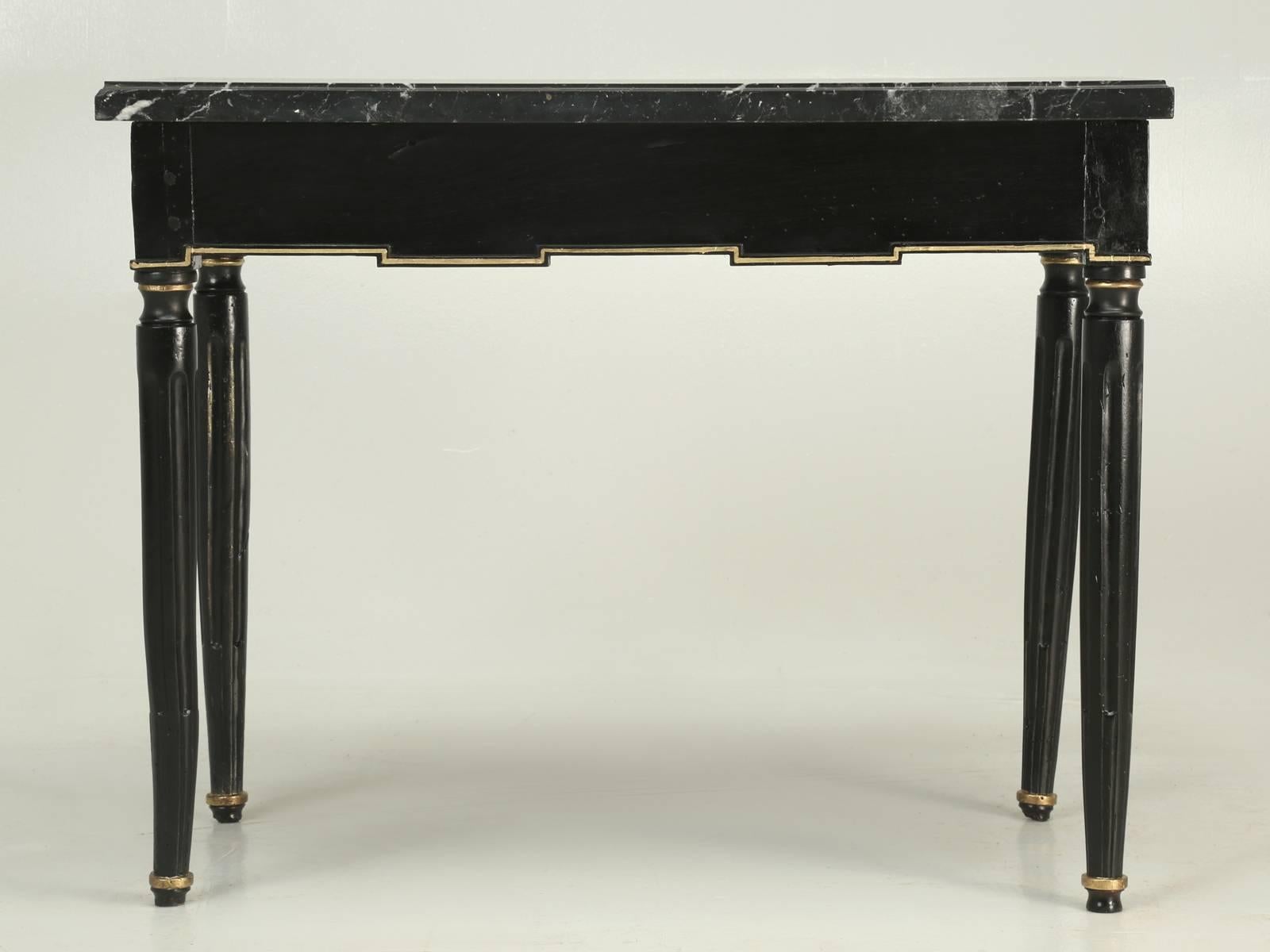 Antique French Louis XVI Side or End Table, Ebonized with a Marble Top 3