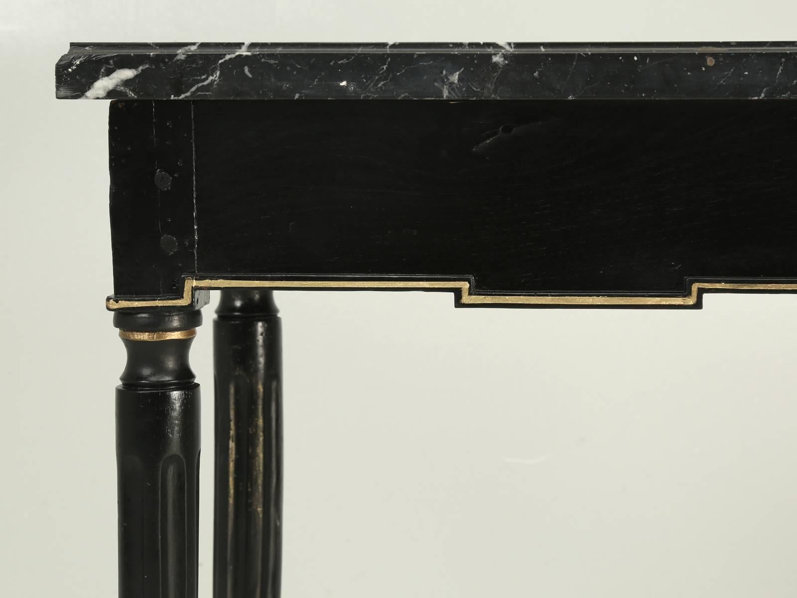 Antique French Louis XVI Side or End Table, Ebonized with a Marble Top 4