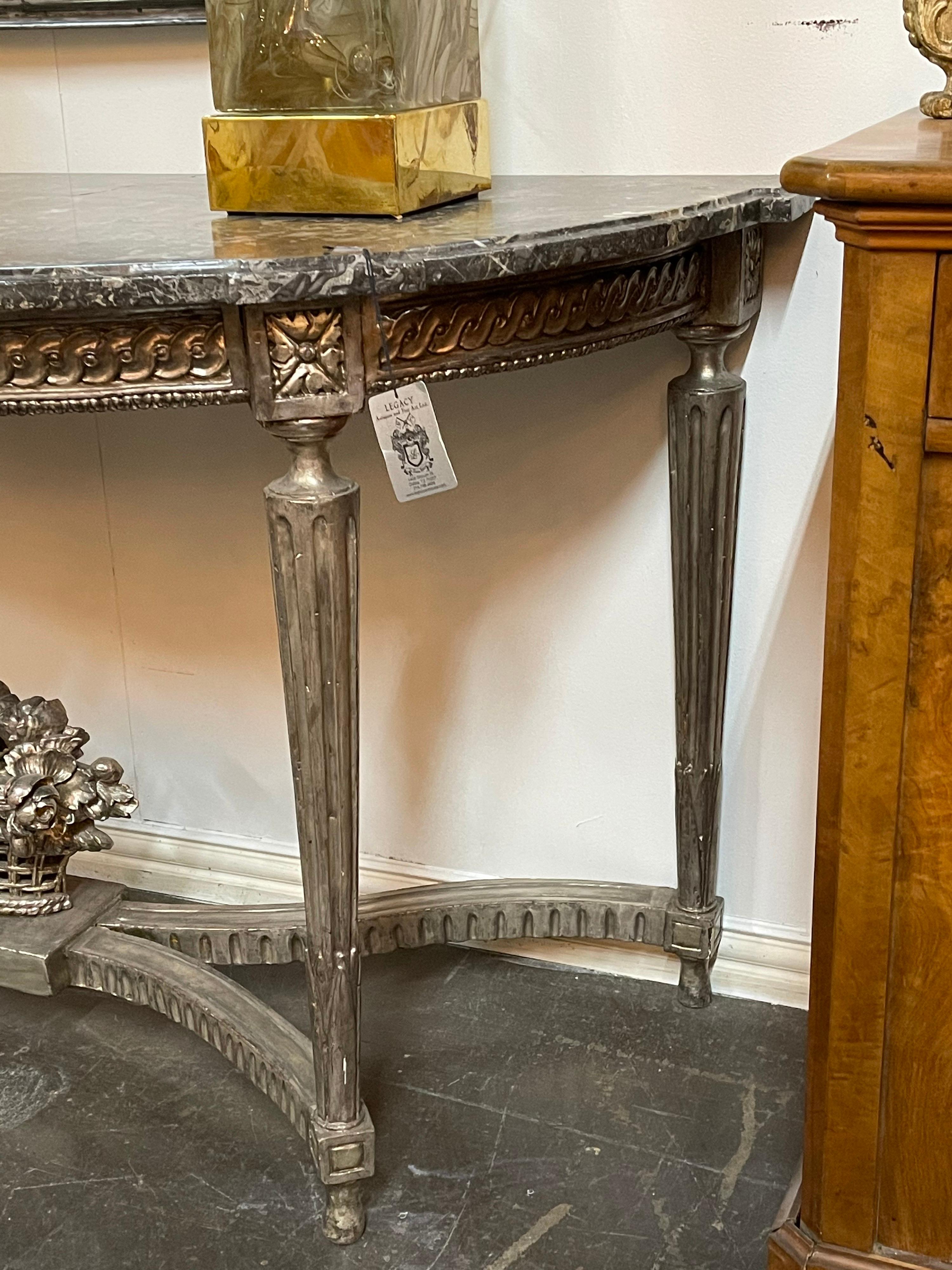 Mid-19th Century Antique French Louis XVI Silver Gilt Console For Sale