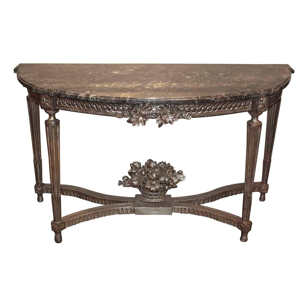 Antique French Louis XVI Silver Gilt Console For Sale
