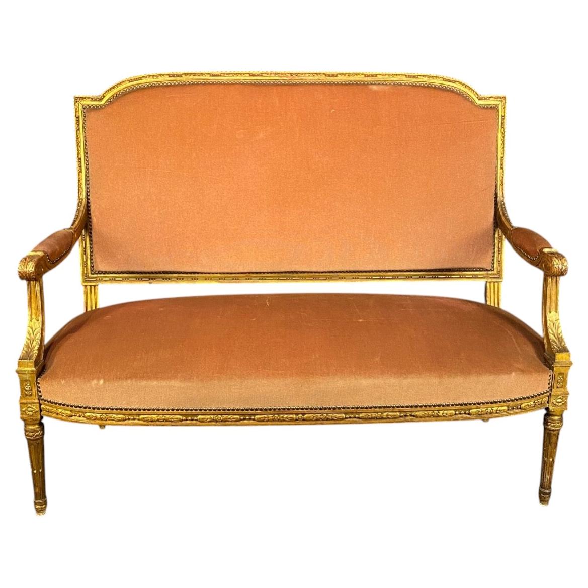 Antique French Louis XVI Sofa from 19th Century Parlor Set For Sale