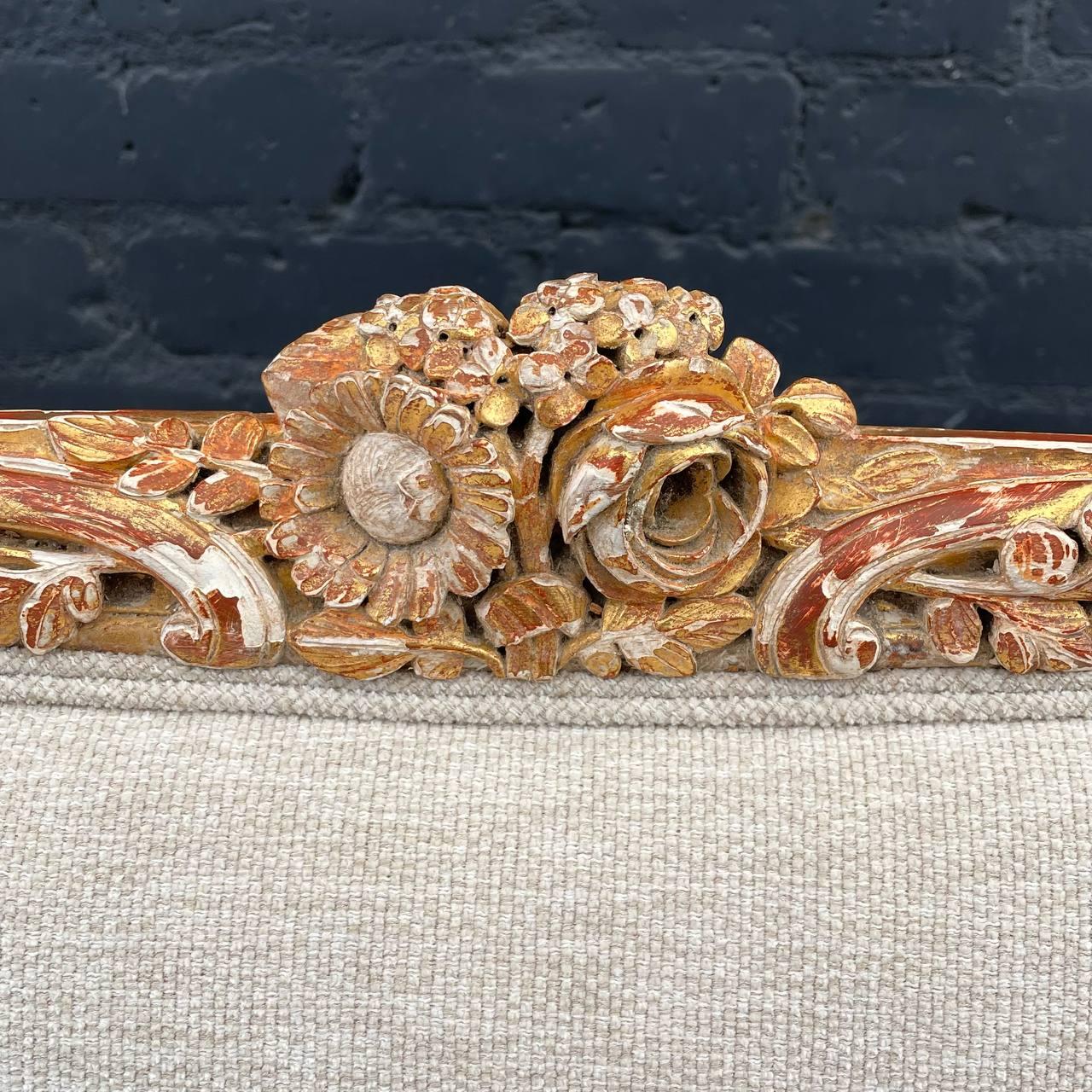 Antique French Louis XVI Sofa with Carved Details For Sale 7