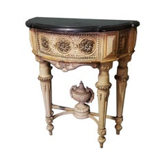 Antique French Louis XVI Stijl Wall Console with Black Marble Top