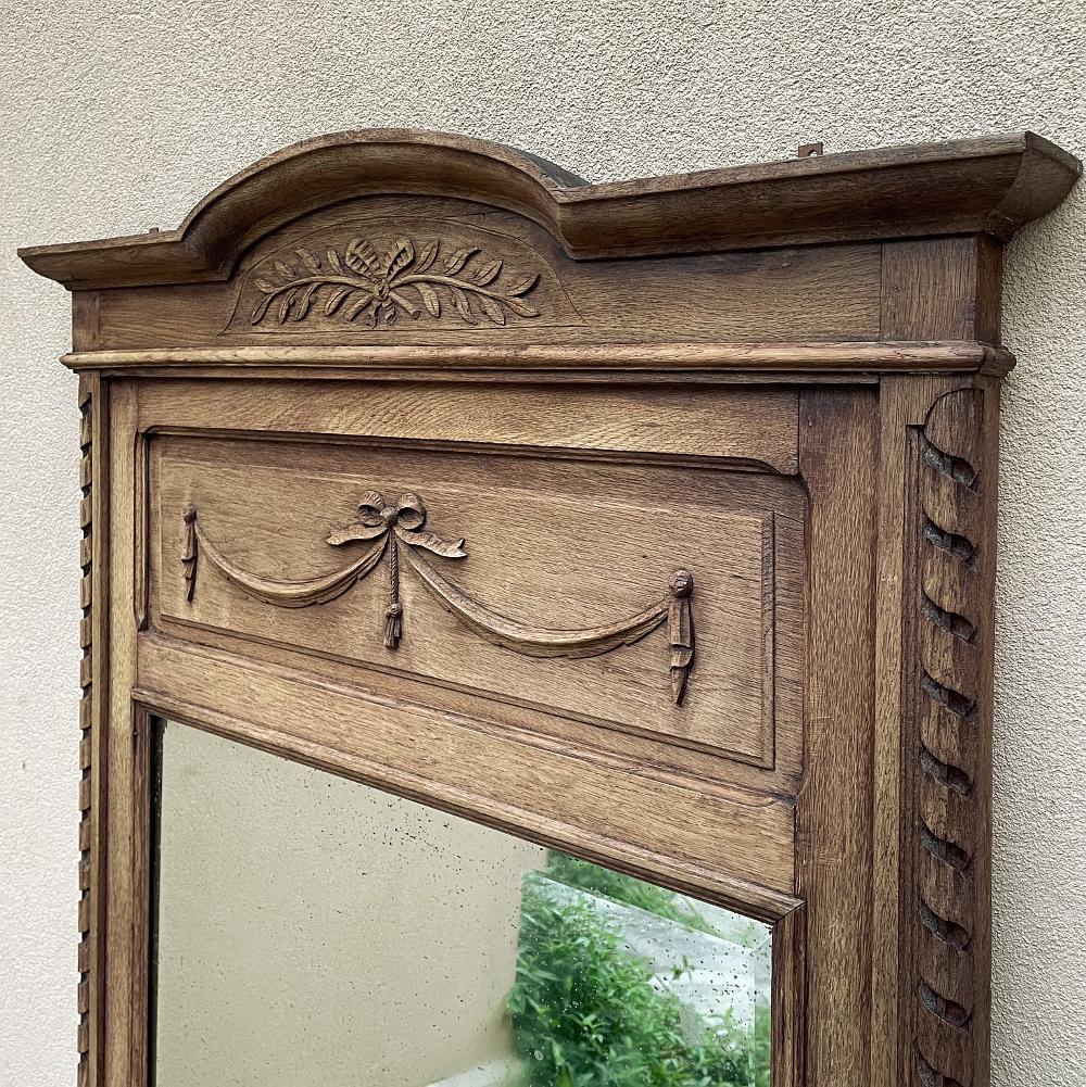 Antique French Louis XVI Stripped Oak Mirror ~ Trumeau 6