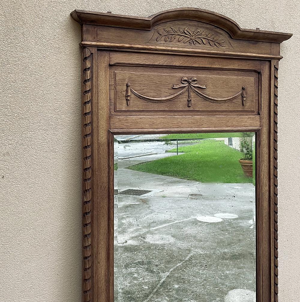 Antique French Louis XVI Stripped Oak Mirror ~ Trumeau 1