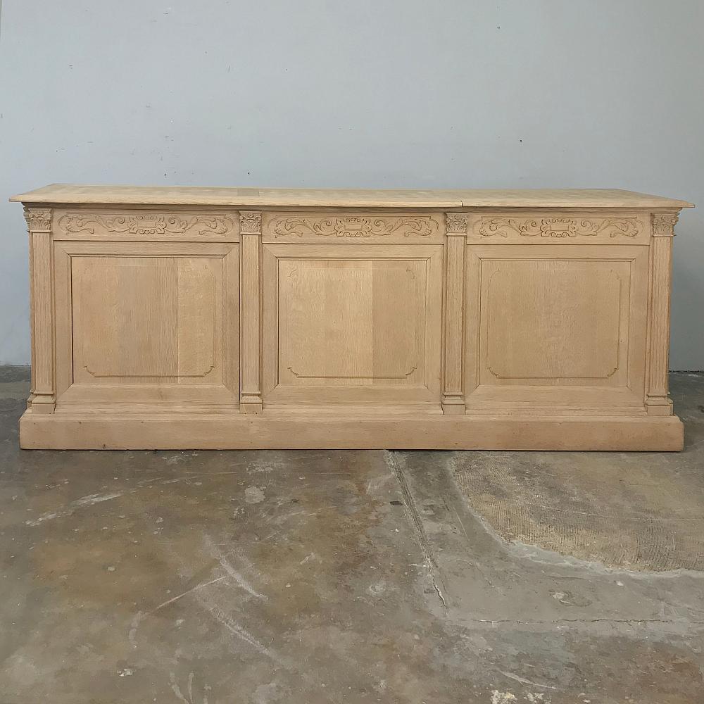 Hand-Carved Antique French Louis XVI Stripped Store Counter