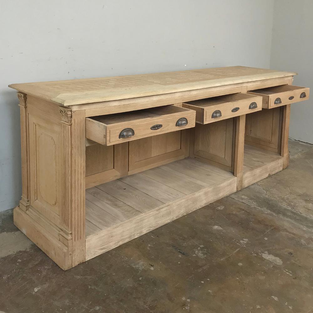 Antique French Louis XVI Stripped Store Counter In Good Condition In Dallas, TX