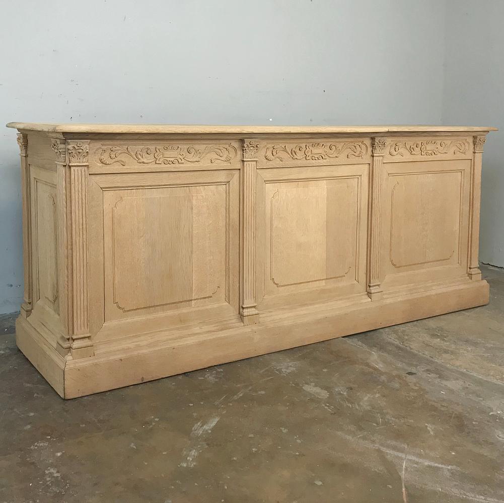 Antique French Louis XVI Stripped Store Counter 3