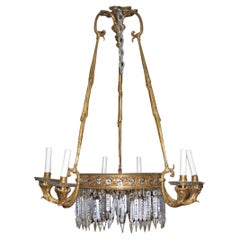 Antique French Louis XVI Style 6-Light Gilt Bronze Chandelier