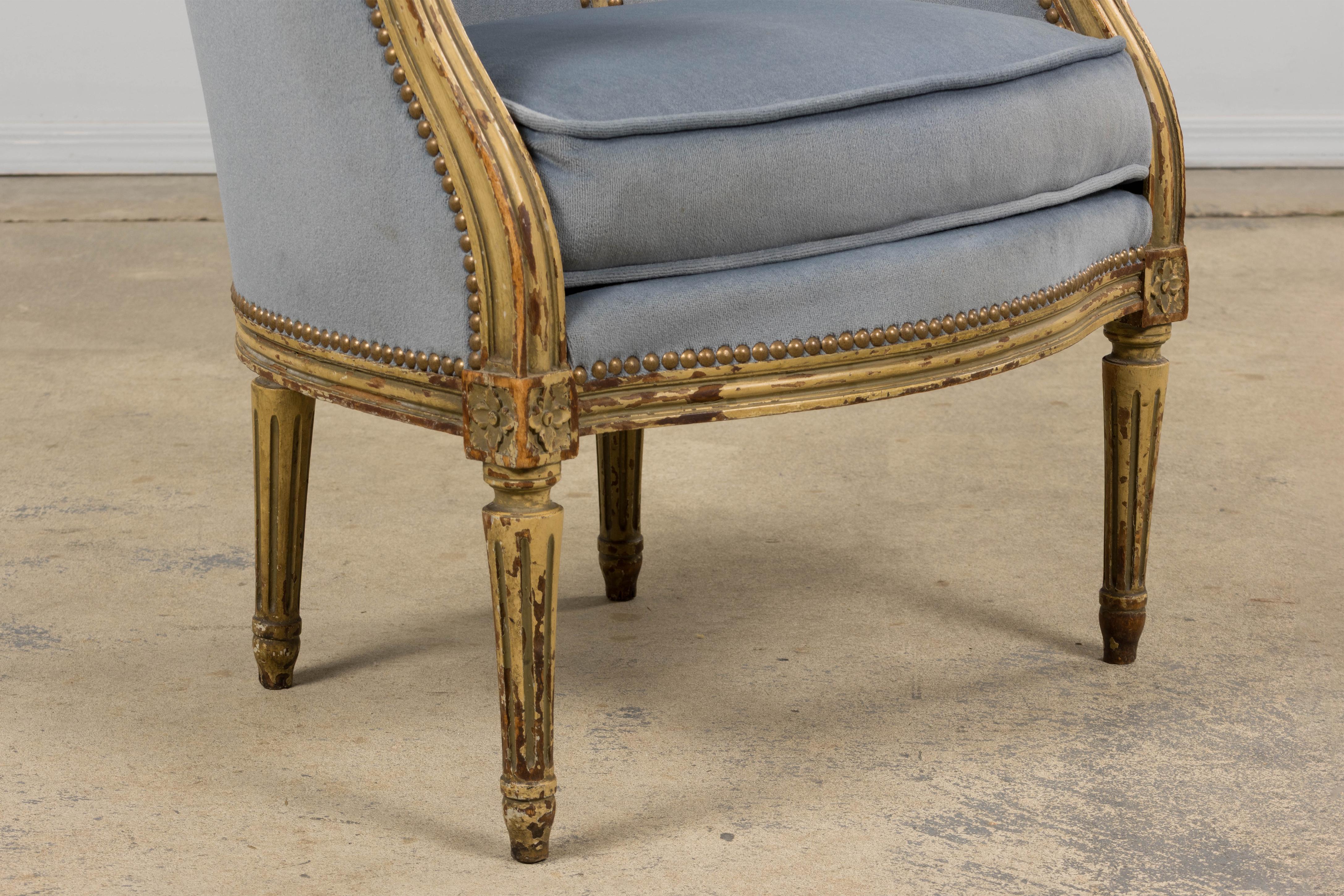 Antiguos sillones franceses estilo Luis XVI de terciopelo azul - Pareja en venta 1