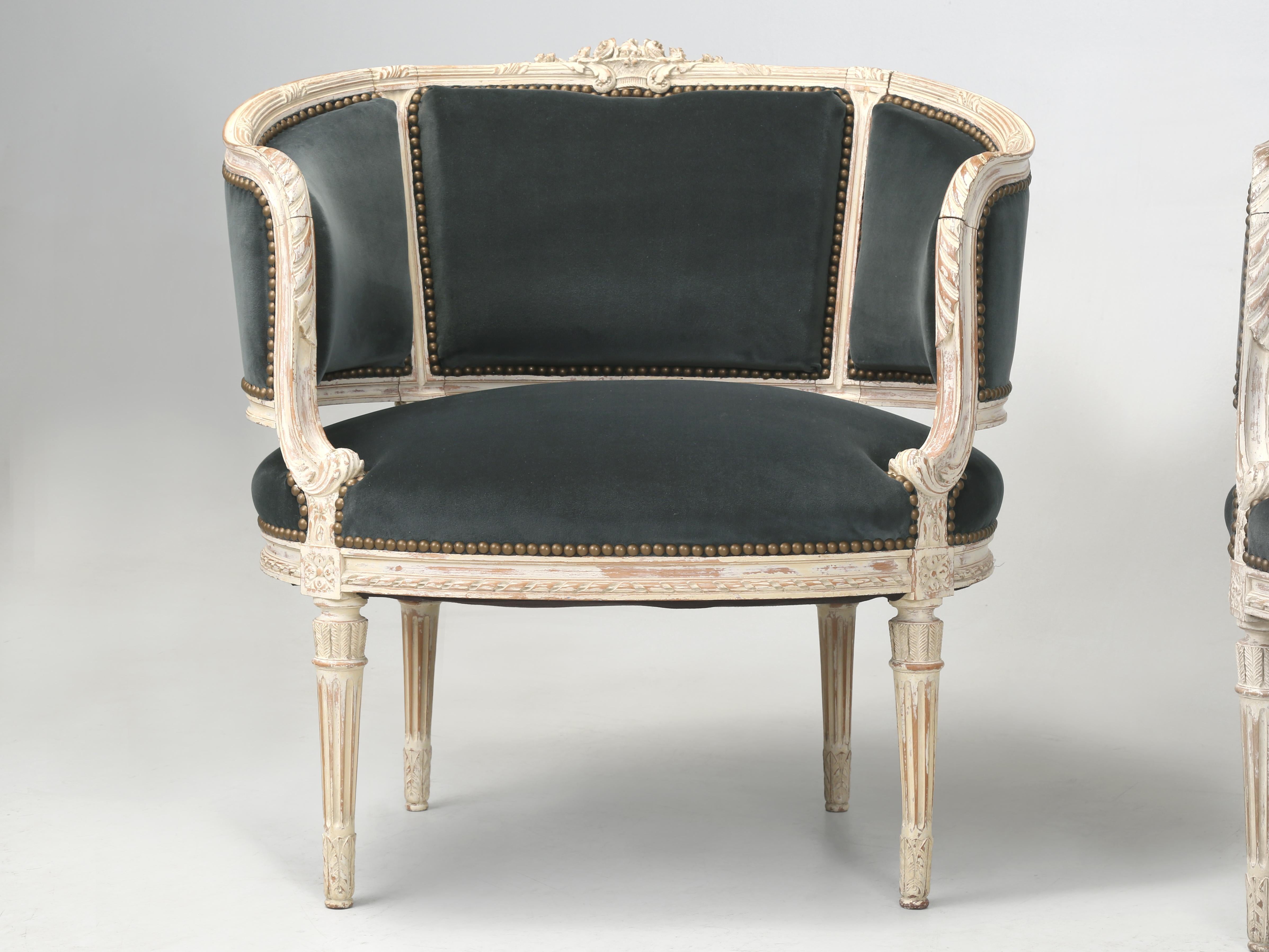 Early 19th Century Antique French Louis XVI Style Armchairs or Bergère Chairs from the Early 1800’s For Sale