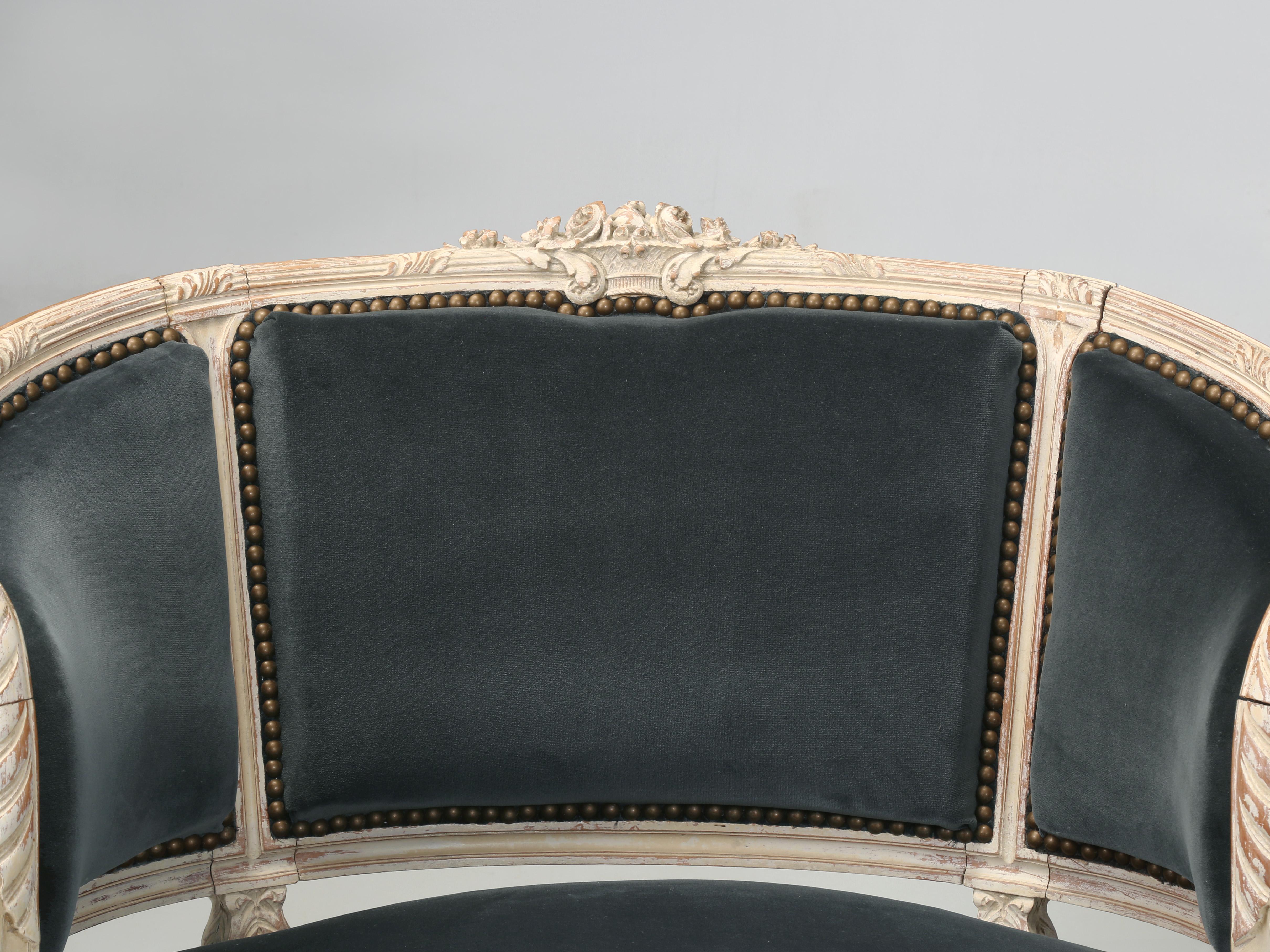 Upholstery Antique French Louis XVI Style Armchairs or Bergère Chairs from the Early 1800’s For Sale