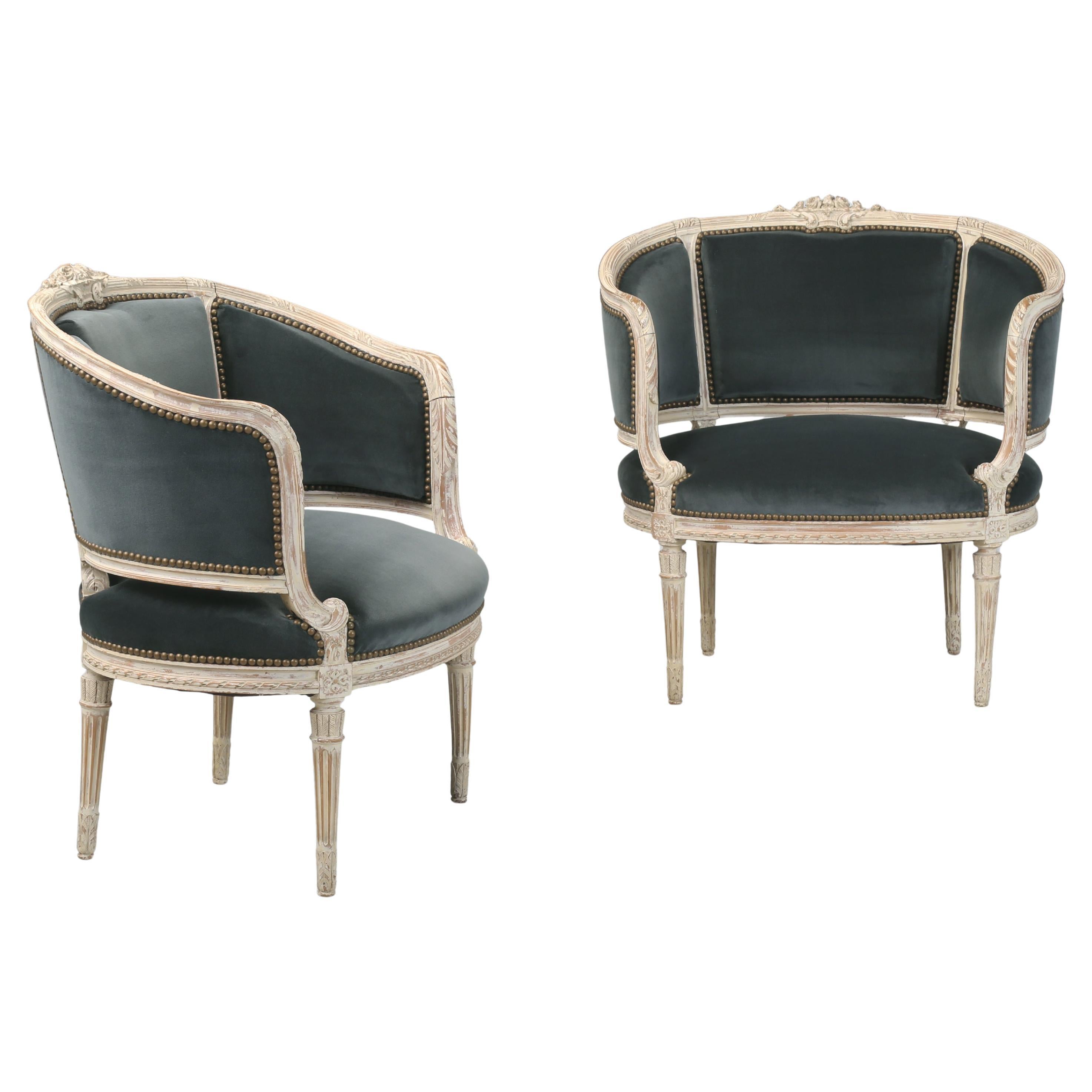 Antique French Louis XVI Style Armchairs or Bergère Chairs from the Early 1800’s For Sale