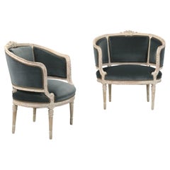 Antique French Louis XVI Style Armchairs or Bergère Chairs from the Early 1800’s