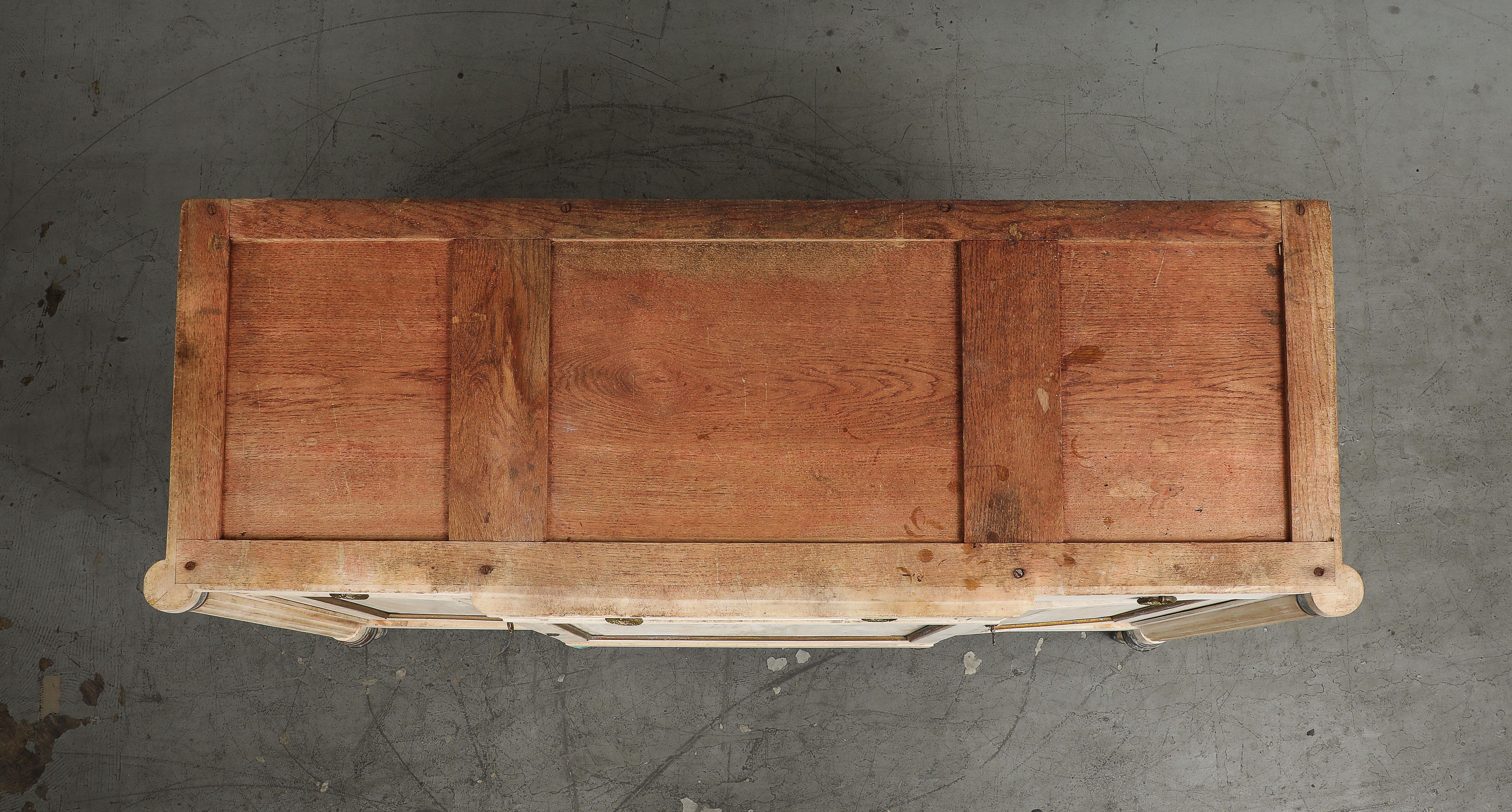 Antique French Louis XVI Style Bleached Cherry Enfilade Buffet with Marble Top In Good Condition In Chicago, IL