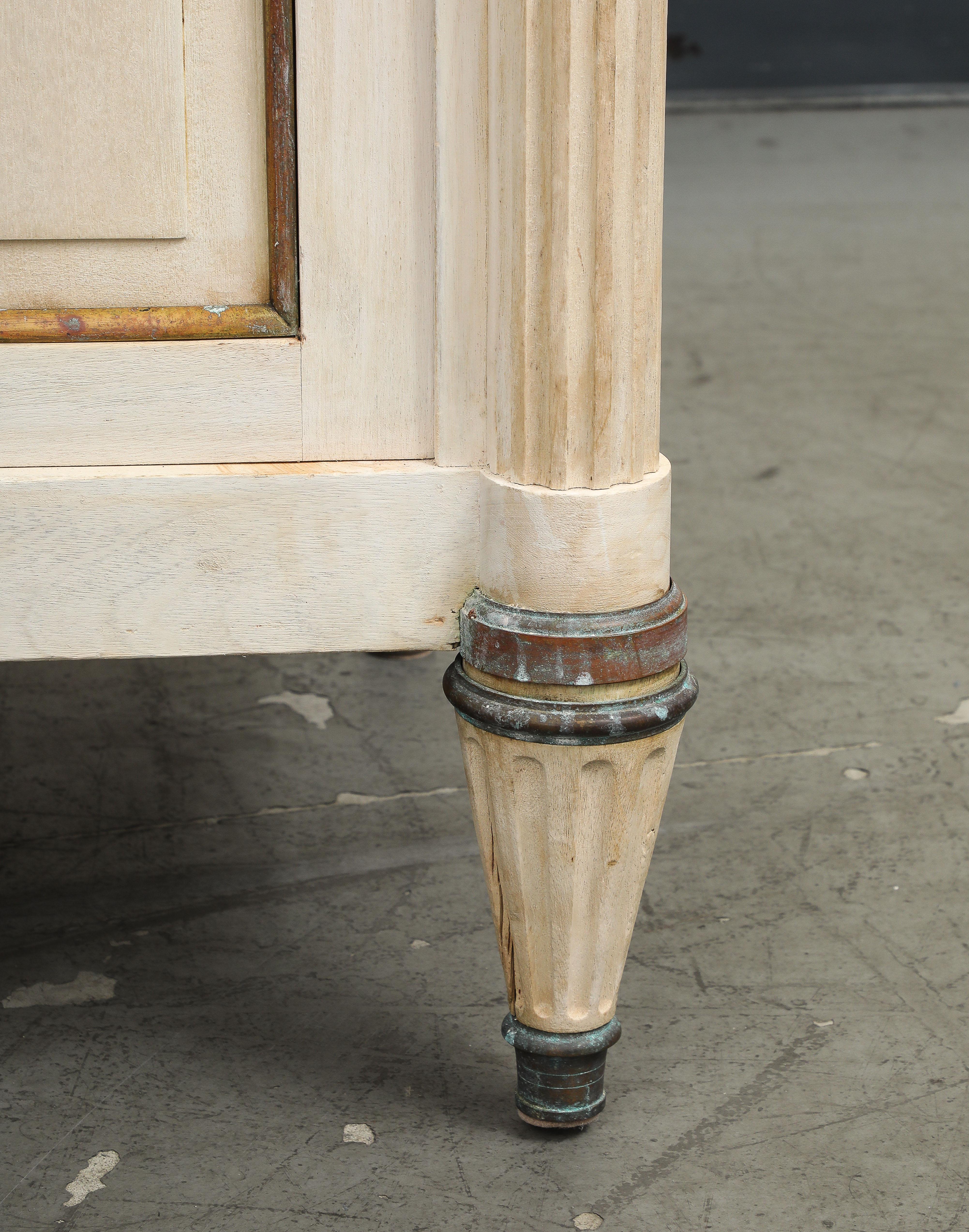 Antique French Louis XVI Style Bleached Cherry Enfilade Buffet with Marble Top 4