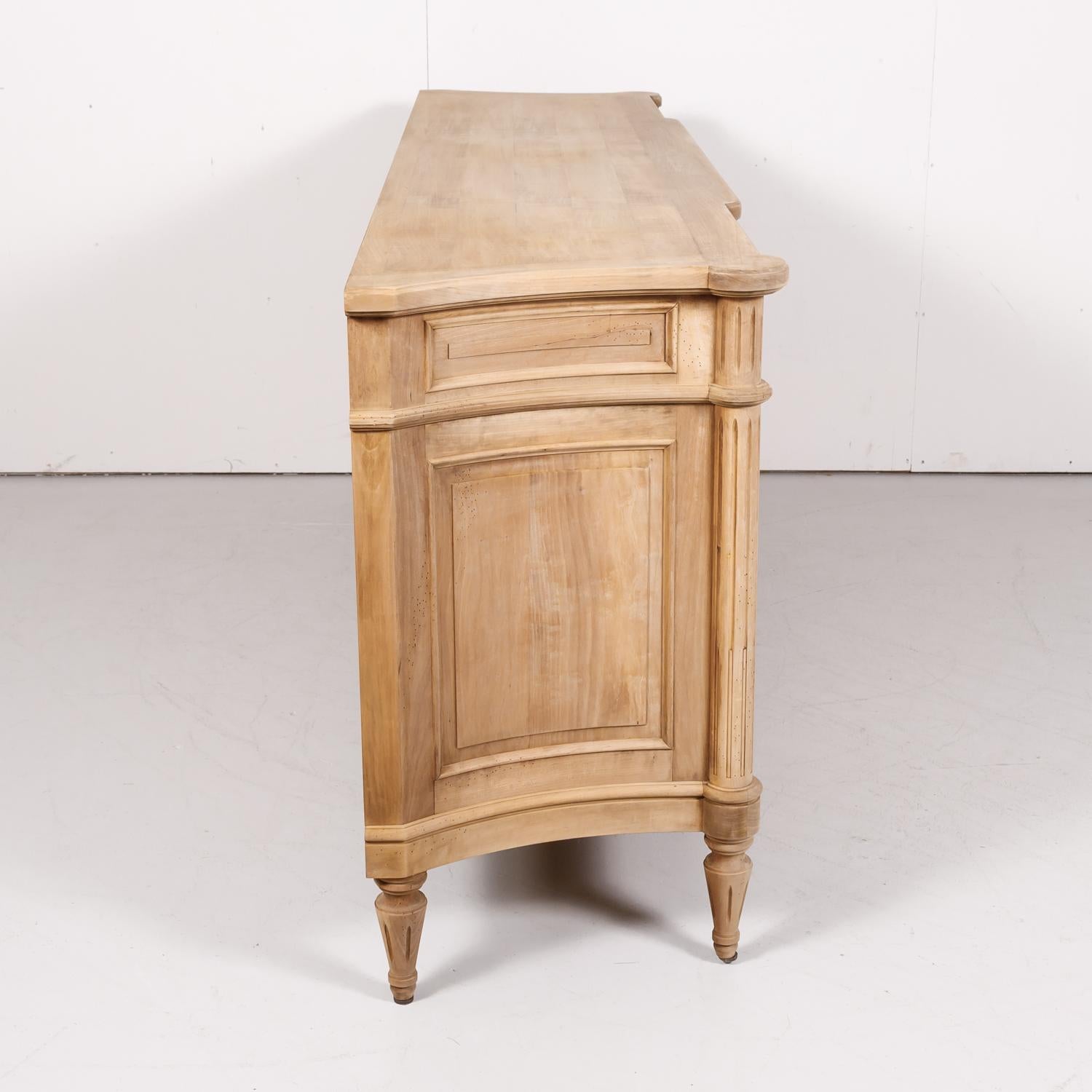 Antique French Louis XVI Style Bleached Walnut Enfilade Buffet 10