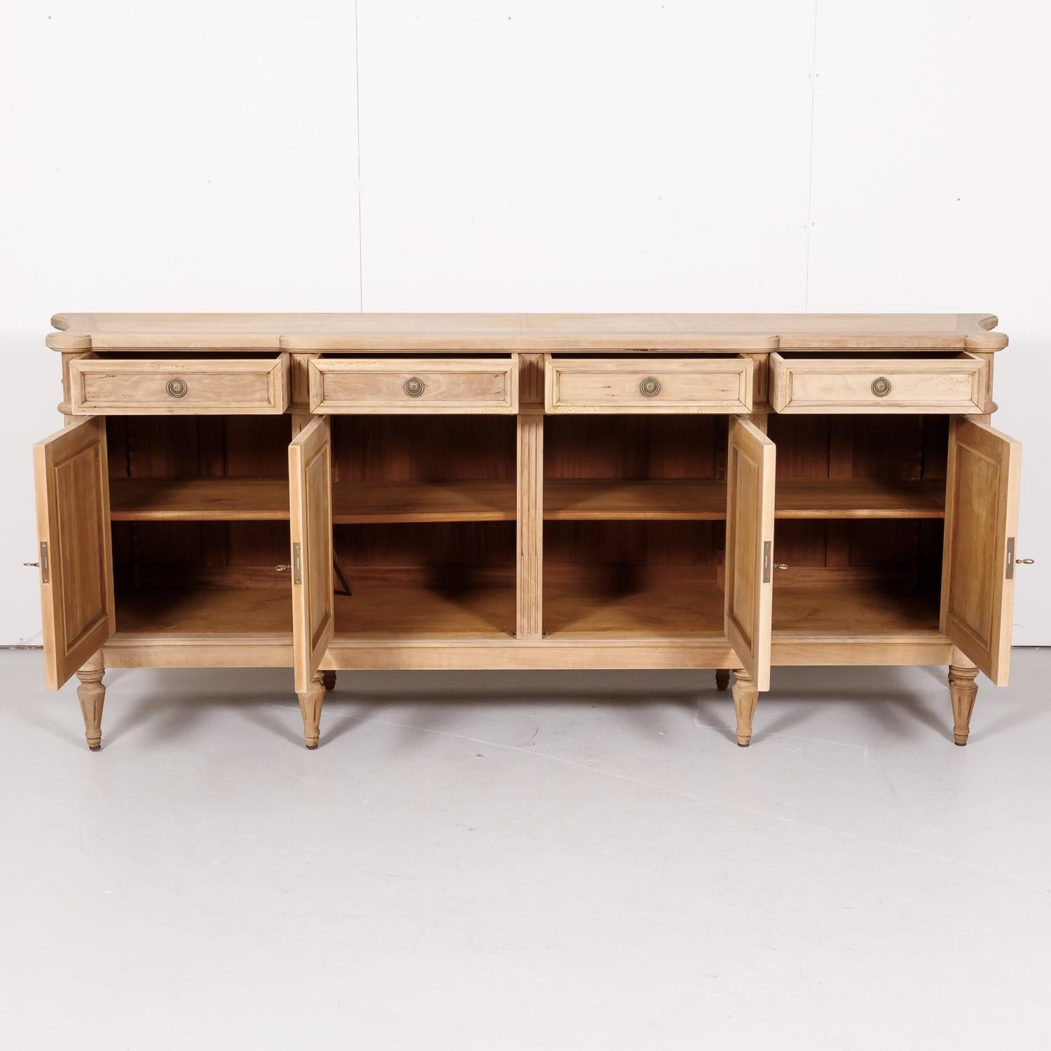Antique French Louis XVI Style Bleached Walnut Enfilade Buffet In Good Condition In Birmingham, AL