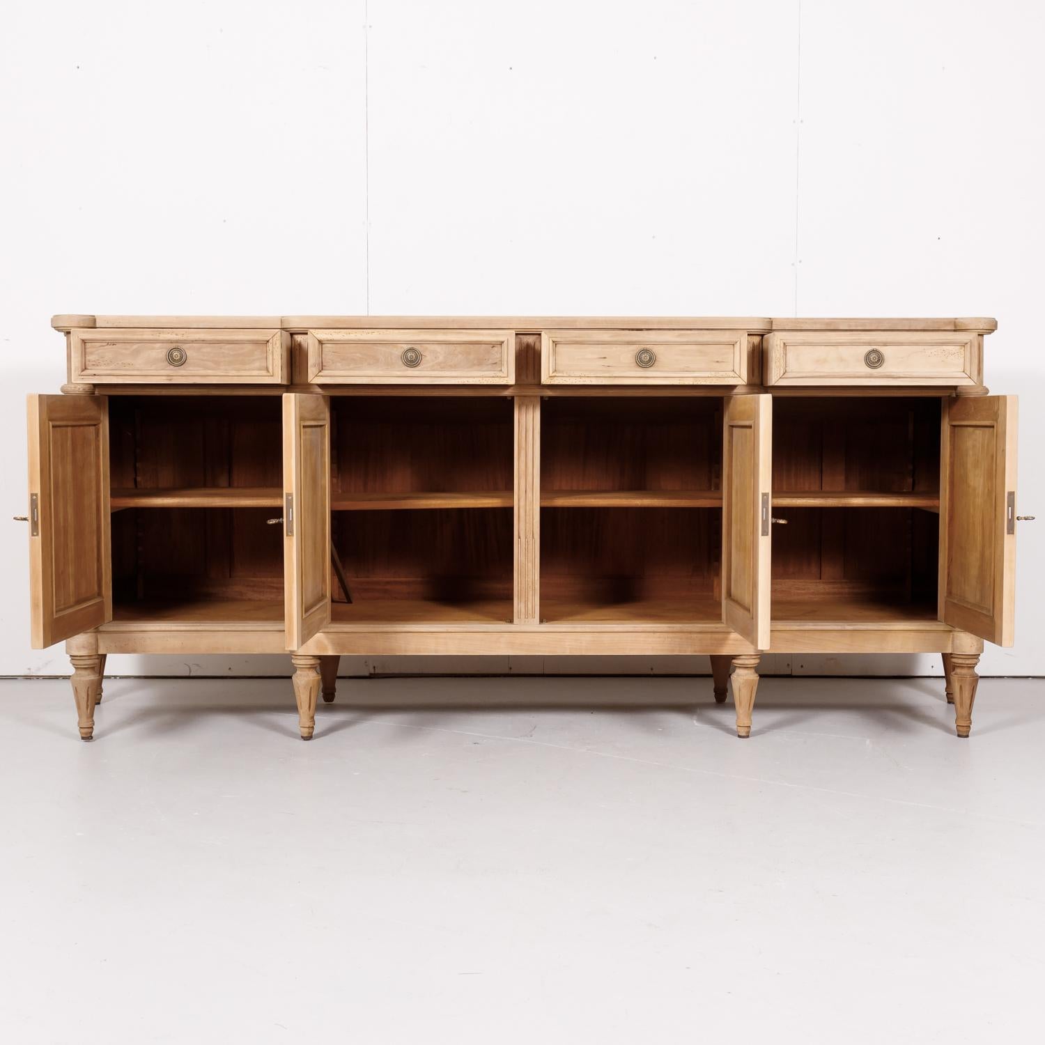 Early 20th Century Antique French Louis XVI Style Bleached Walnut Enfilade Buffet