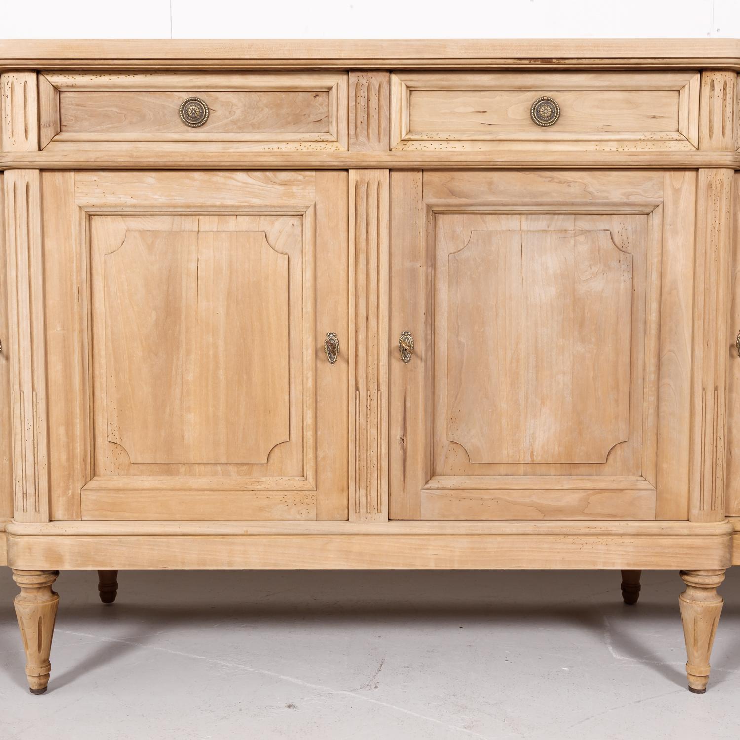 Antique French Louis XVI Style Bleached Walnut Enfilade Buffet 4