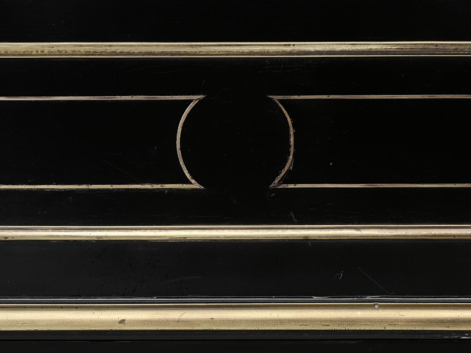 Antique French Louis XVI Style Bookcase or Vitrine in it's Original Black Finish 4