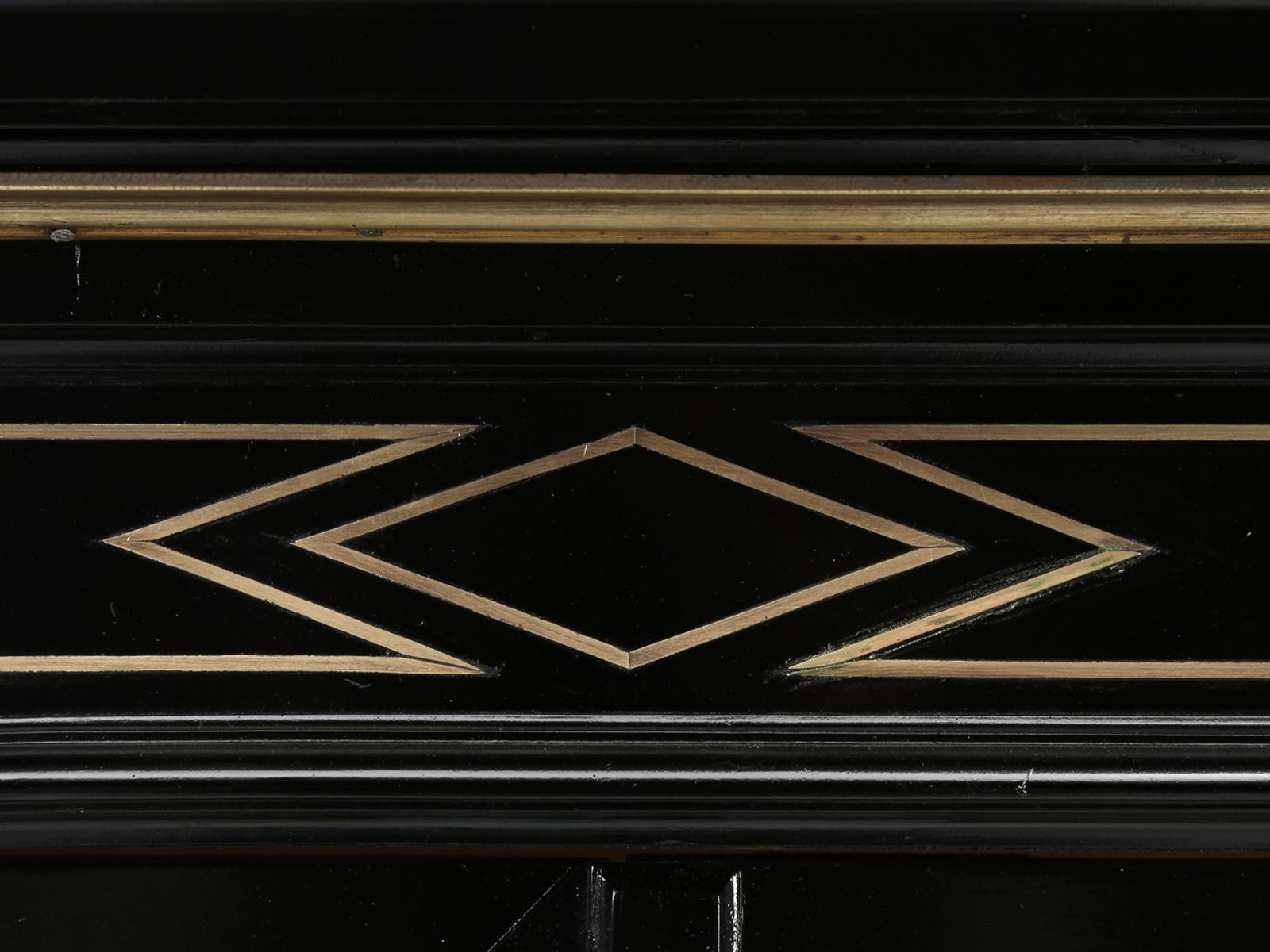 Antique French Louis XVI Style Bookcase or Vitrine in it's Original Black Finish In Good Condition In Chicago, IL