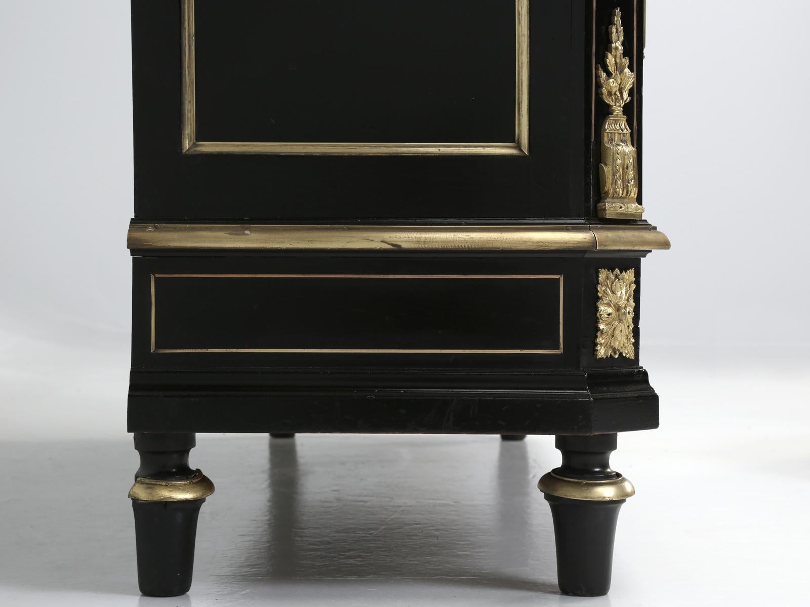Antique French Louis XVI Style Bookcase or Vitrine in it's Original Black Finish 1