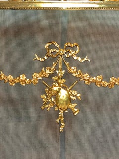 Antique French Louis XVI Style Bronze D' Ore Firescreen, circa 1880's