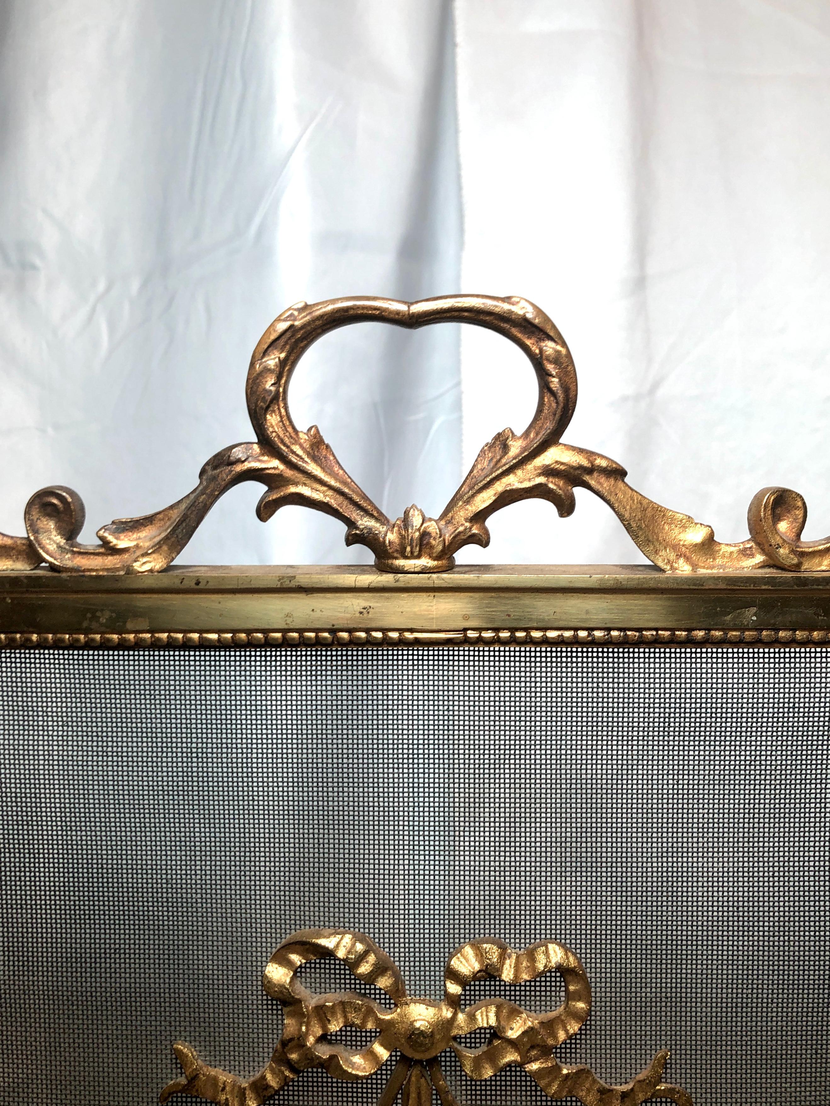 Antique French Louis XVI Style Bronze D' Ore Firescreen, circa 1880's In Good Condition For Sale In New Orleans, LA