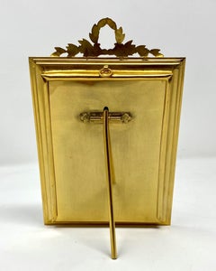 Antique French Louis XVI Style Bronze D'oré Desktop Picture Frame, circa 1890