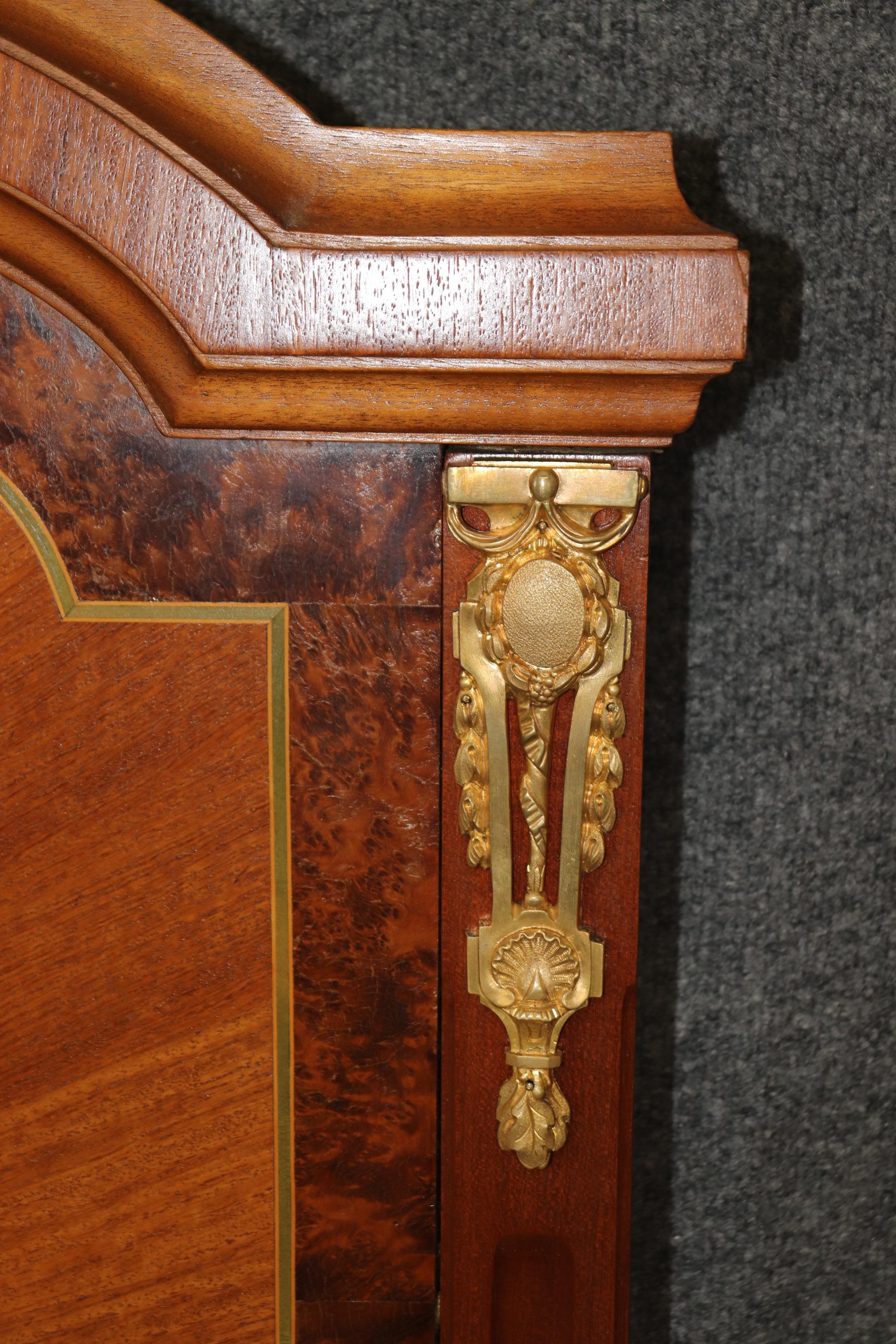 Antique French Louis XVI Style Bronze Mounted Parquetry Bed By Mercier Freres For Sale 2