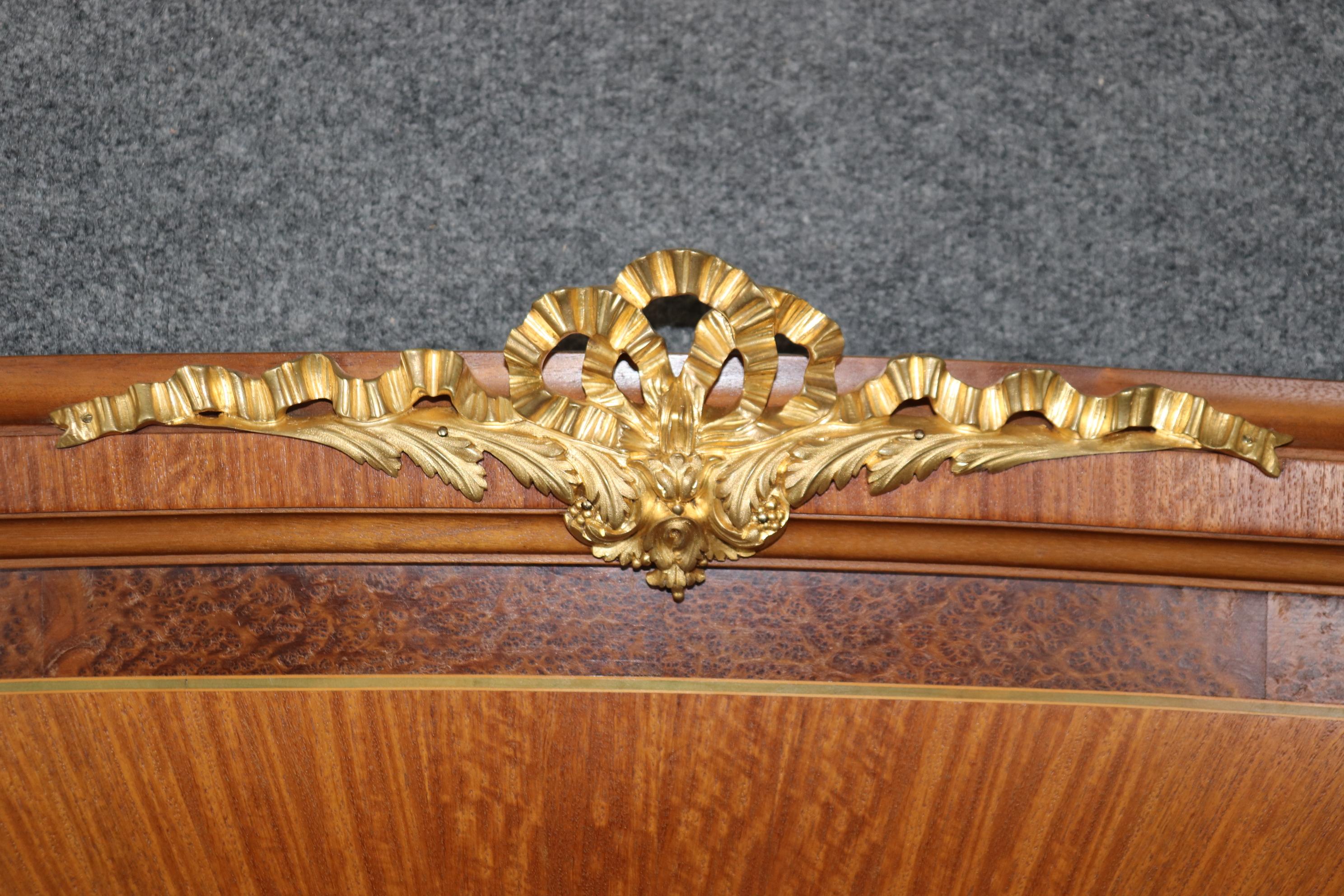 Antique French Louis XVI Style Bronze Mounted Parquetry Bed By Mercier Freres For Sale 3