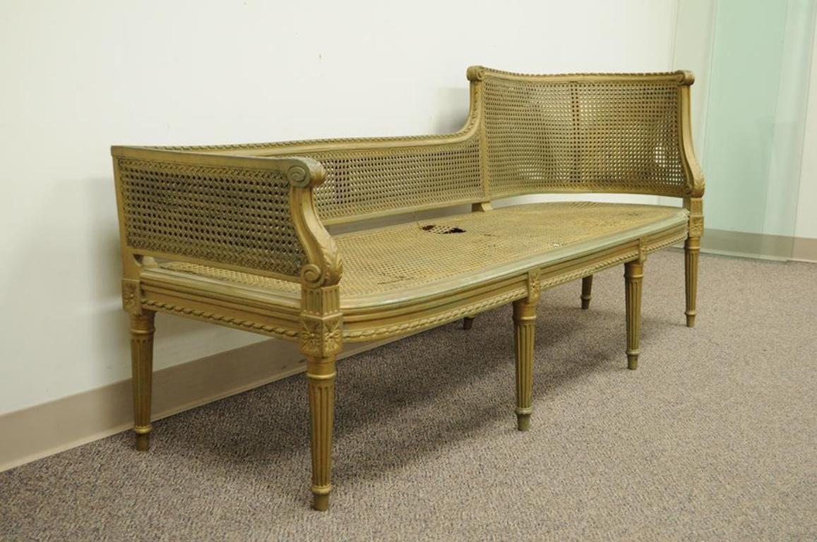 Antike Französisch Louis XVI Stil Caned Chaise Lounge Recamier Fainting Couch Sofa (Louis XVI.)