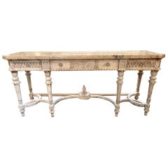 Antique French Louis XVI Style Carved and Painted Console