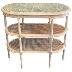 Antique French Louis XVI Style Carved and Painted Etagere Table