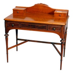 Antique French Louis XVI Style Carved Mahogany Ladies Desk by Widdicomb