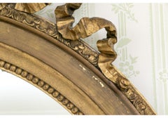 Antique French Louis XVI Style Carved Oval Gesso & Giltwood Mirror