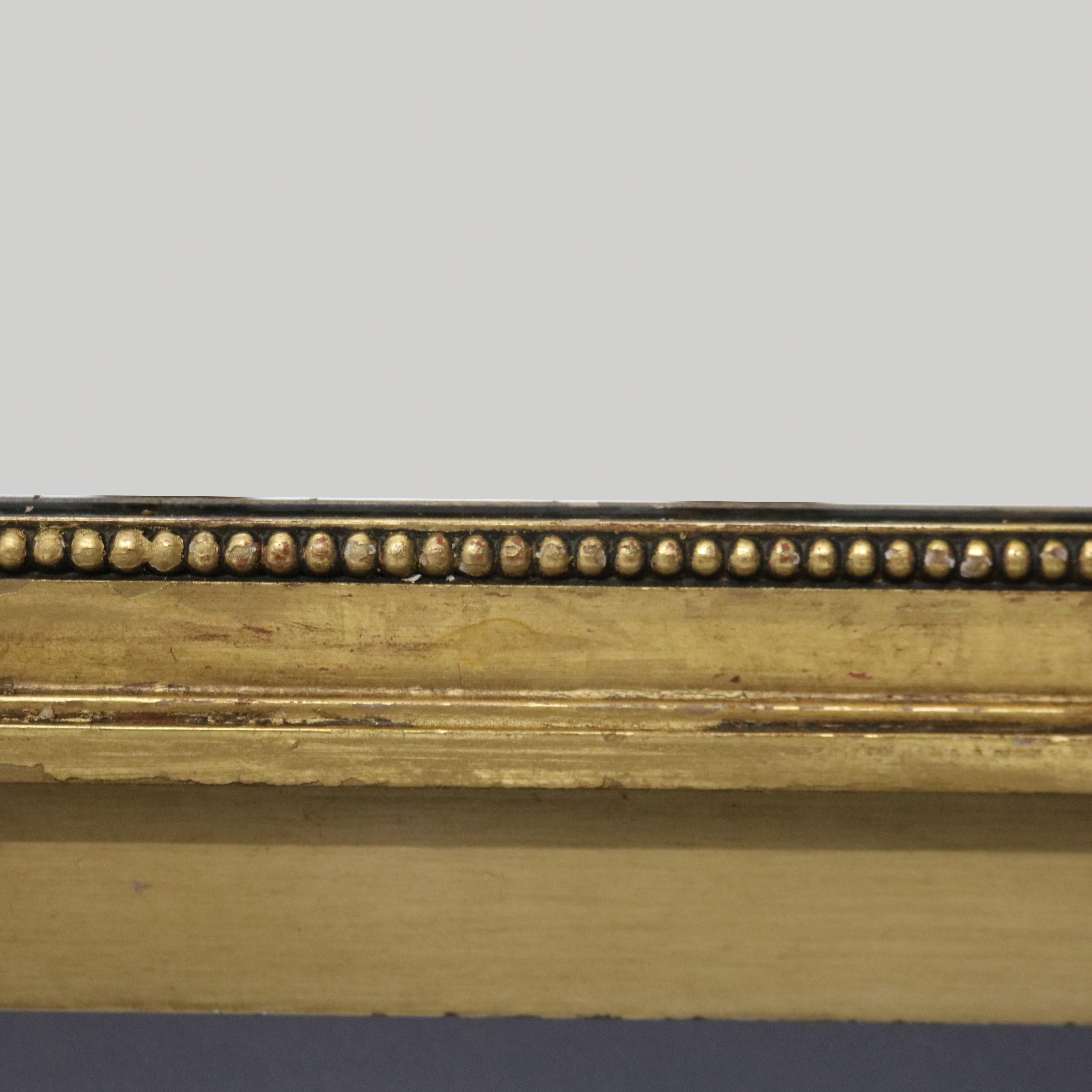 Antiker französischer geschnitzter Trumeau-Spiegel im Louis-XVI-Stil mit Originalgemälde, um 1920 im Angebot 5