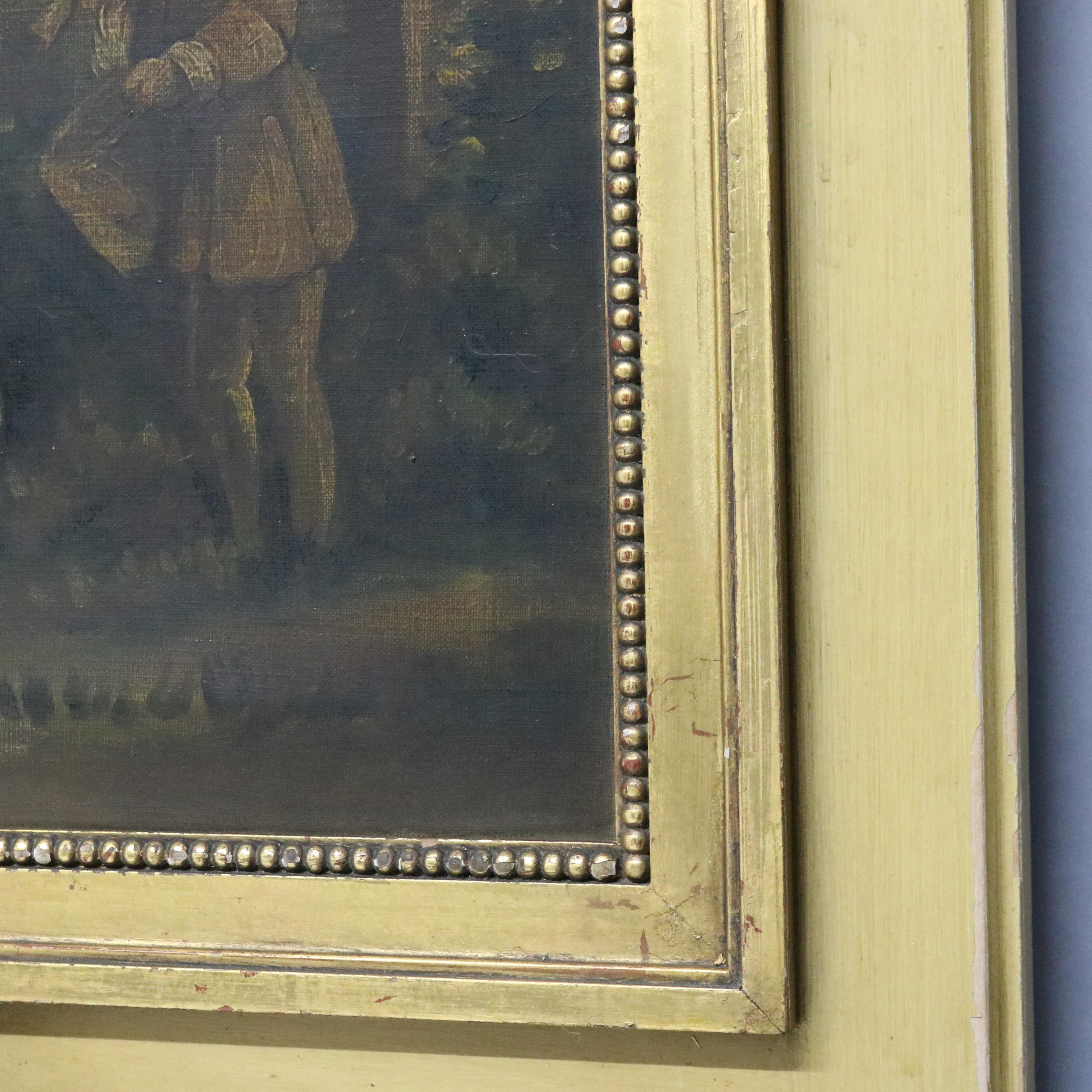 Antiker französischer geschnitzter Trumeau-Spiegel im Louis-XVI-Stil mit Originalgemälde, um 1920 im Angebot 1