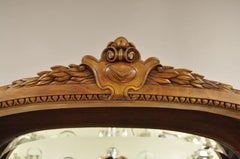 Antique French Louis XVI Style Carved Walnut Marble Top Curio Sideboard Buffet