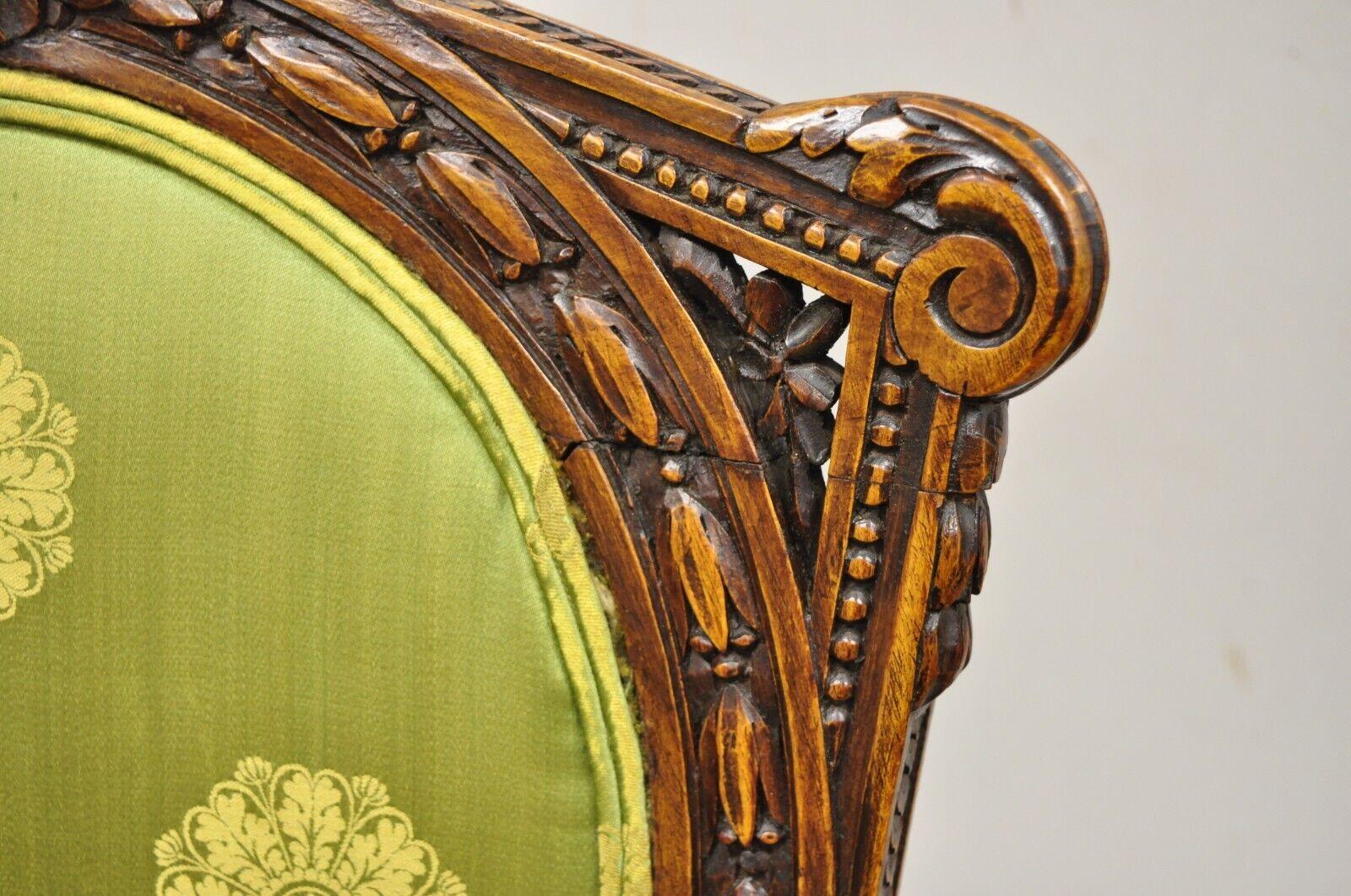 Antique French Louis XVI Style Carved Walnut Parlor Side Chair 1