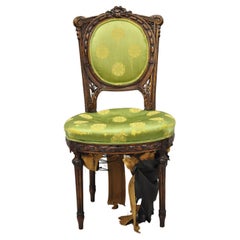 Antique French Louis XVI Style Carved Walnut Parlor Side Chair