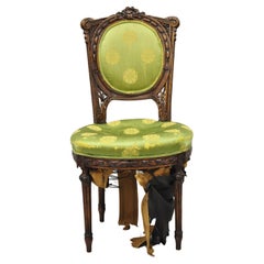 Antique French Louis XVI Style Carved Walnut Parlor Side Chair