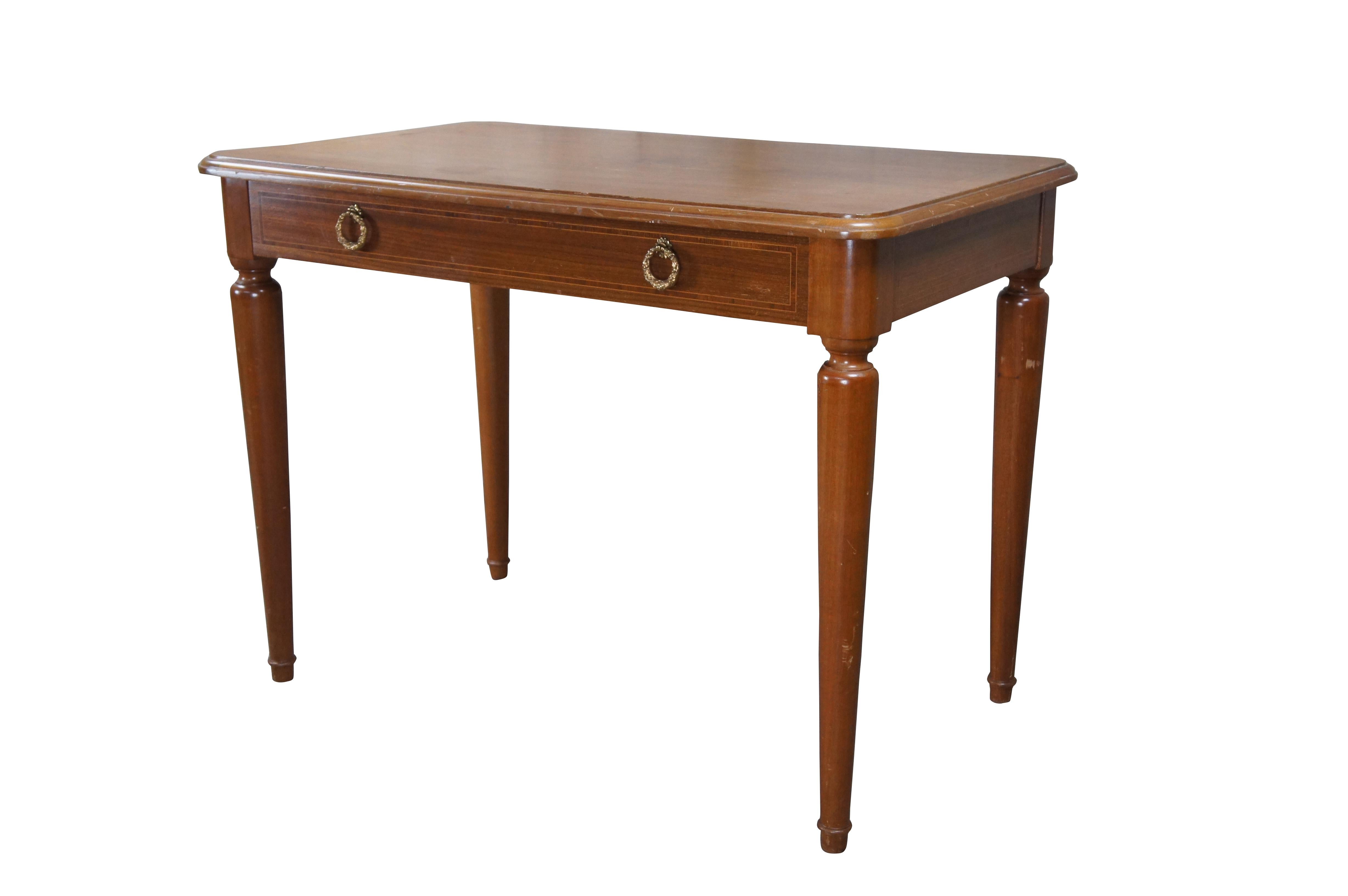 Antique French Louis XVI Style Cherry Writing Desk Hall Library Table Console In Good Condition For Sale In Dayton, OH