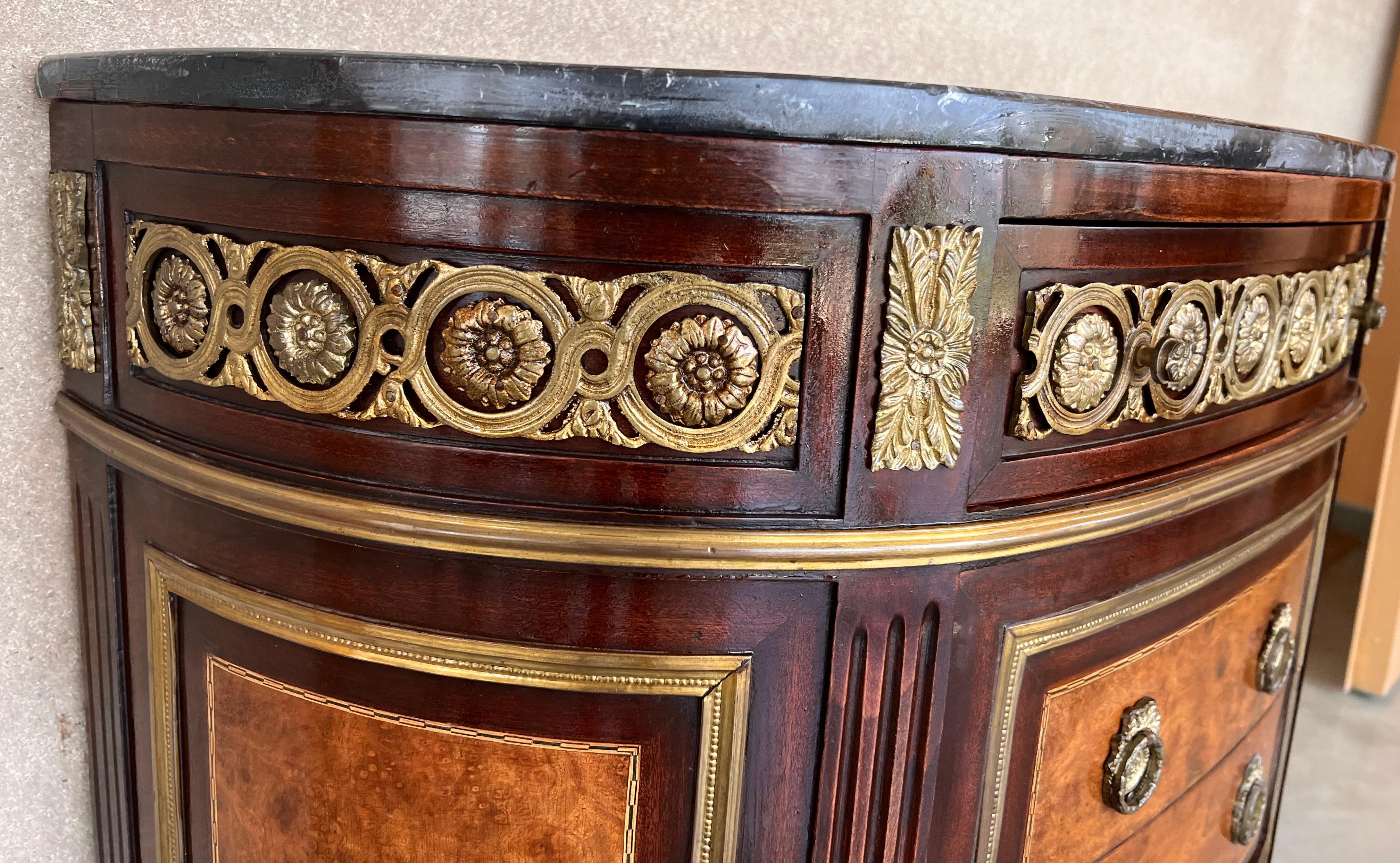 Antique French, Louis XVI Style Chest of Drawers Commode Buffet Marquetry Bronze 6