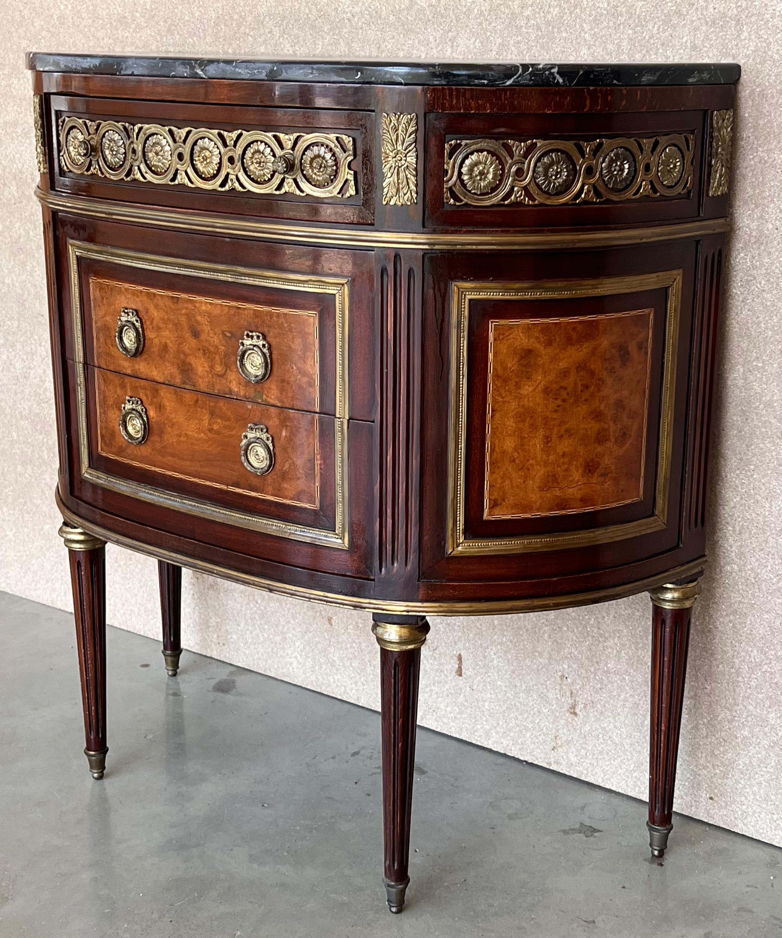 Antique French, Louis XVI Style Chest of Drawers Commode Buffet Marquetry Bronze 1