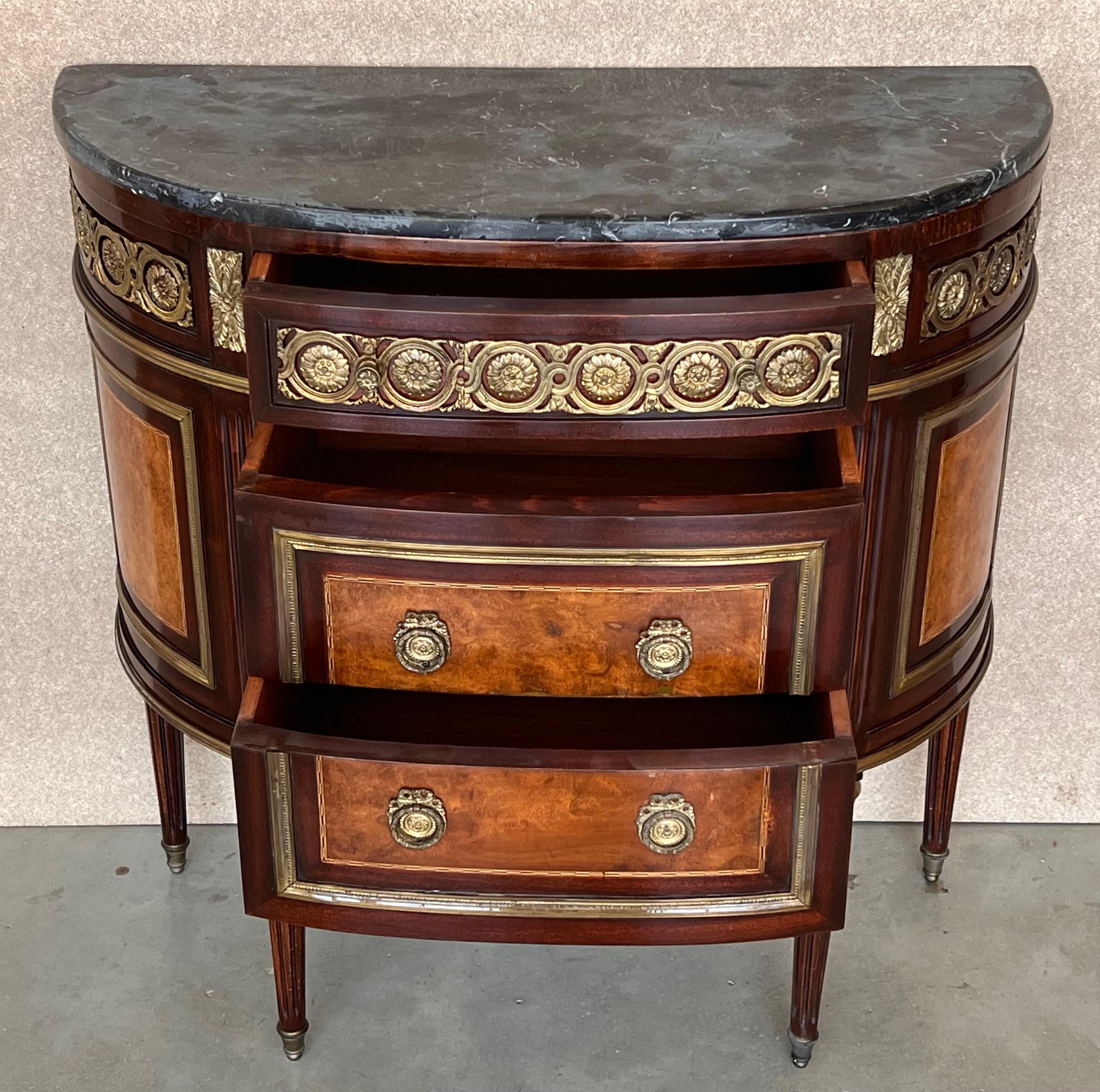 Antique French, Louis XVI Style Chest of Drawers Commode Buffet Marquetry Bronze 3