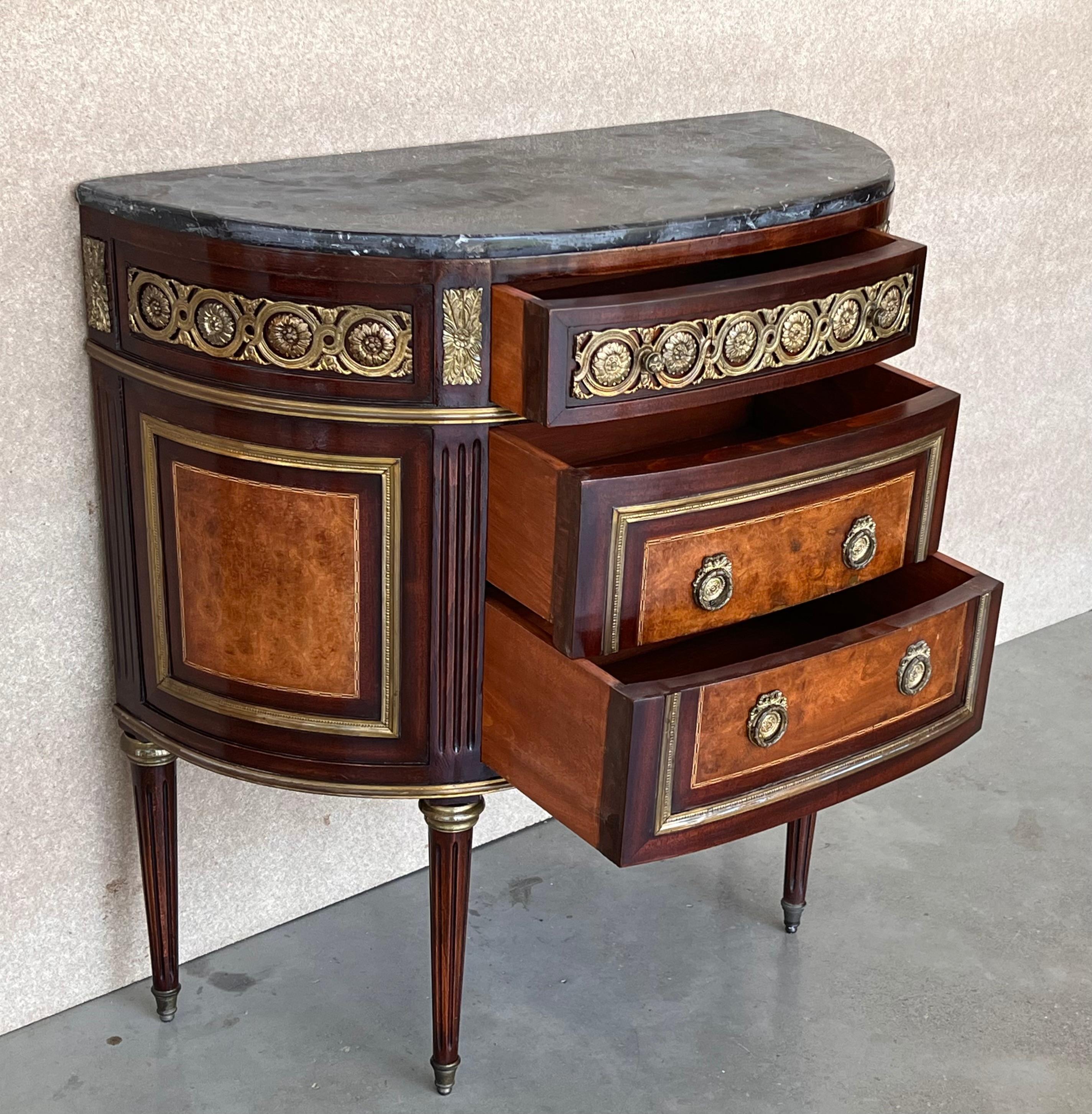 Antique French, Louis XVI Style Chest of Drawers Commode Buffet Marquetry Bronze 4