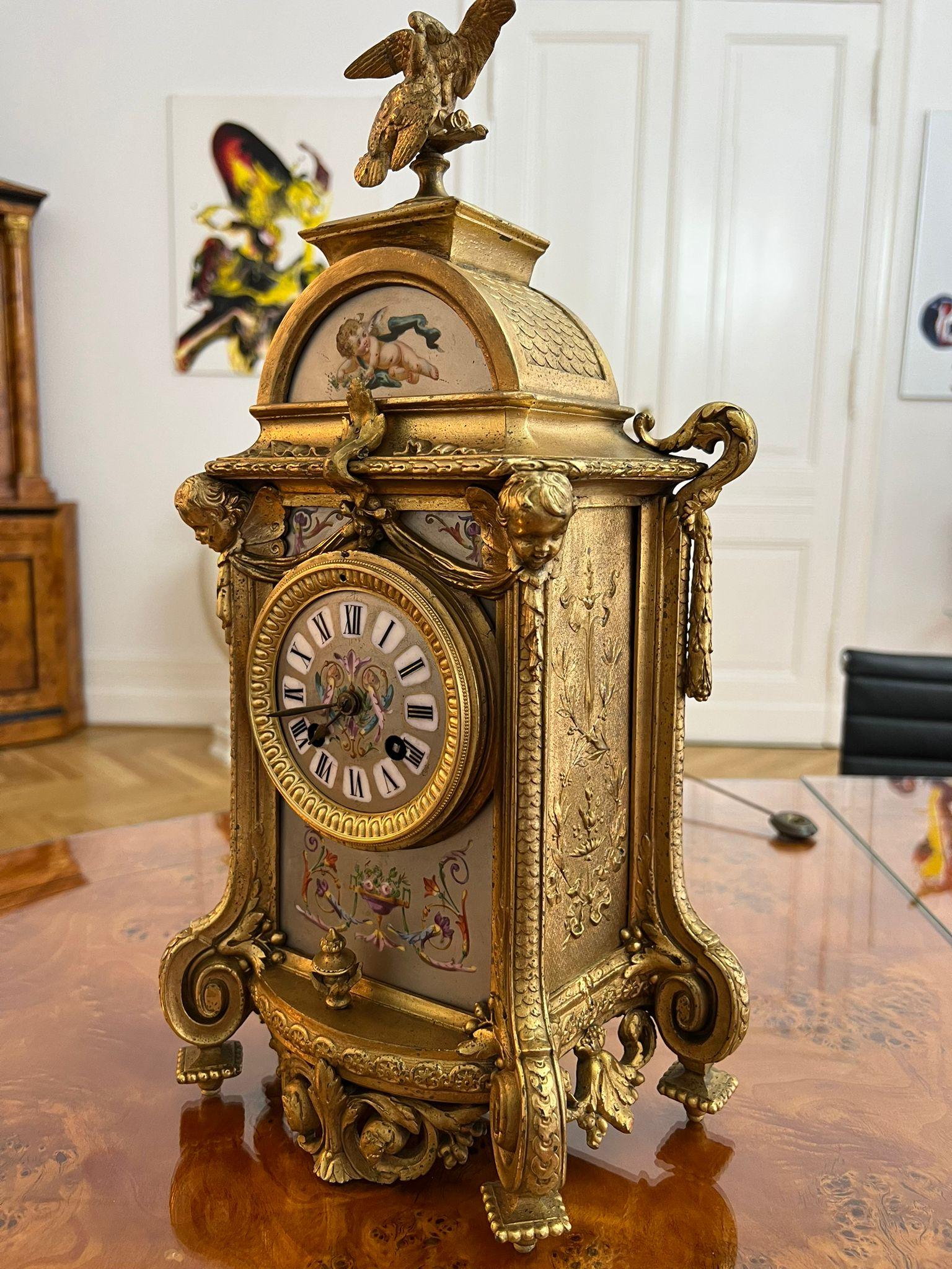 Antique French Louis XVI Style Clock by Japy Feres in Bronze and Porcelain, 1880 6
